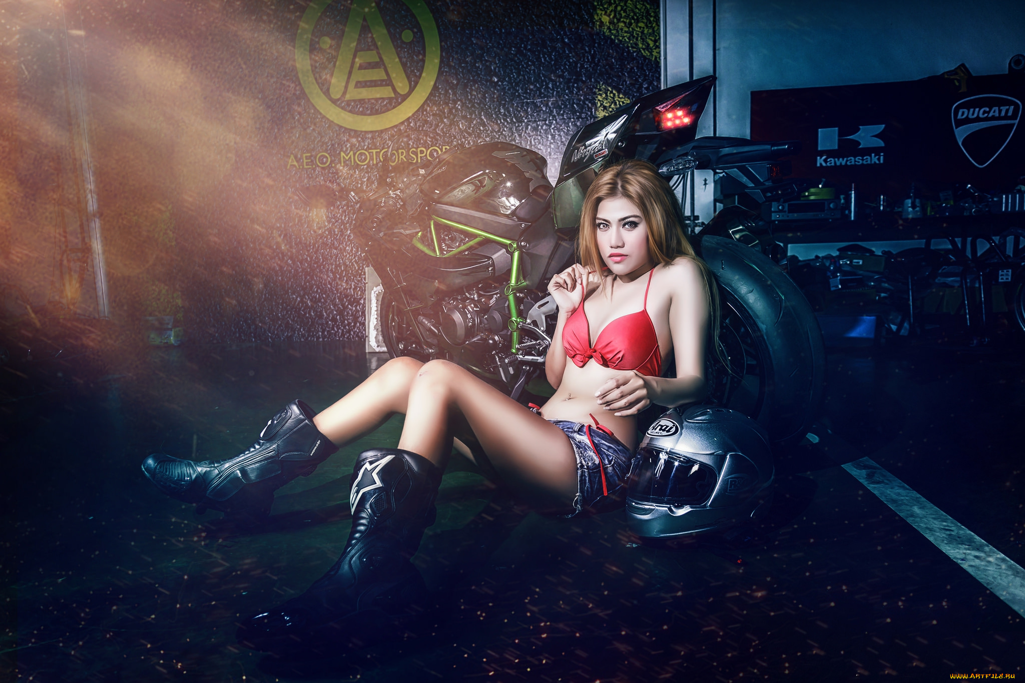 мотоциклы, мото, с, девушкой, девица, байк