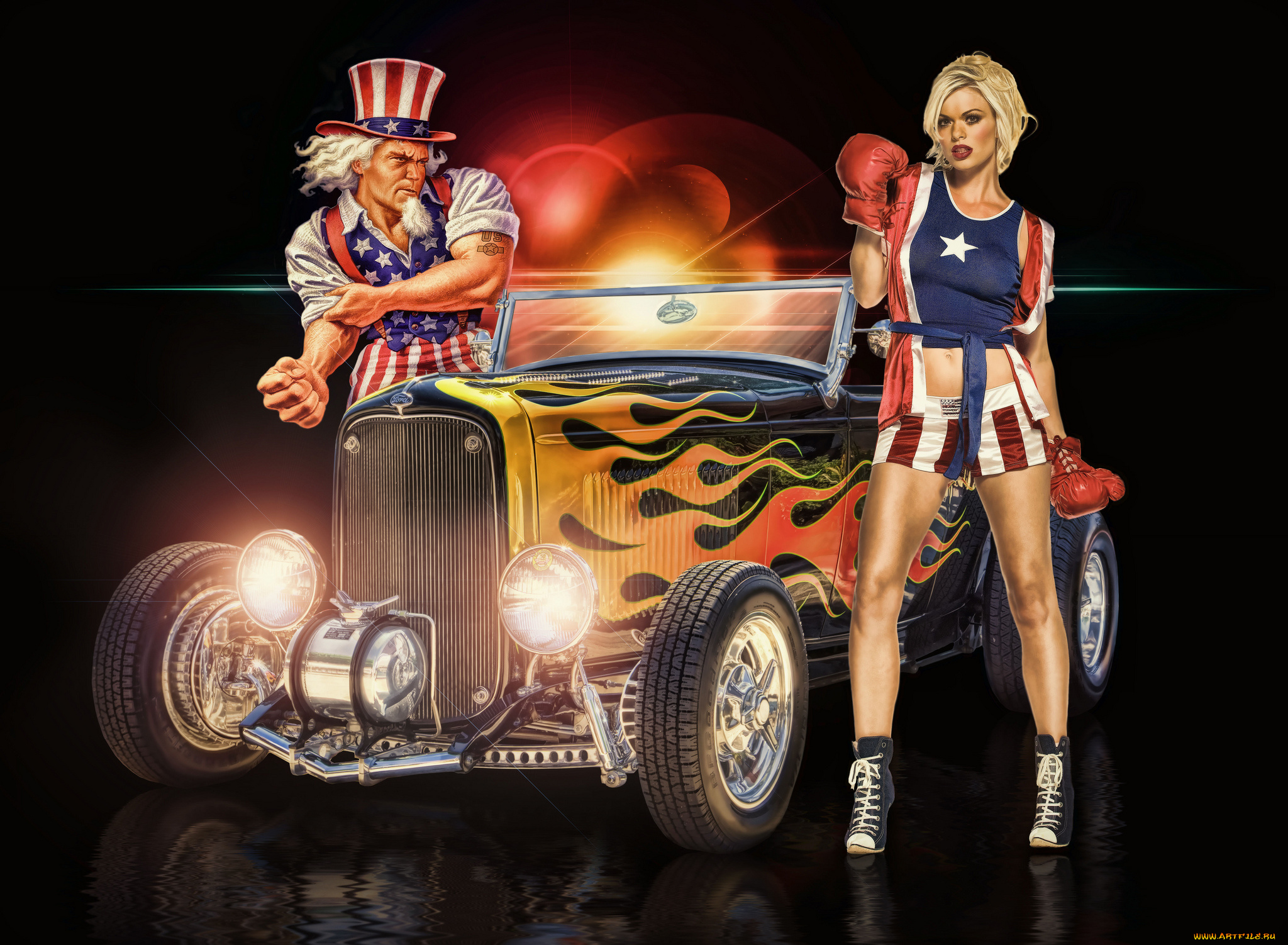 автомобили, 3d, car&girl, авто, девица