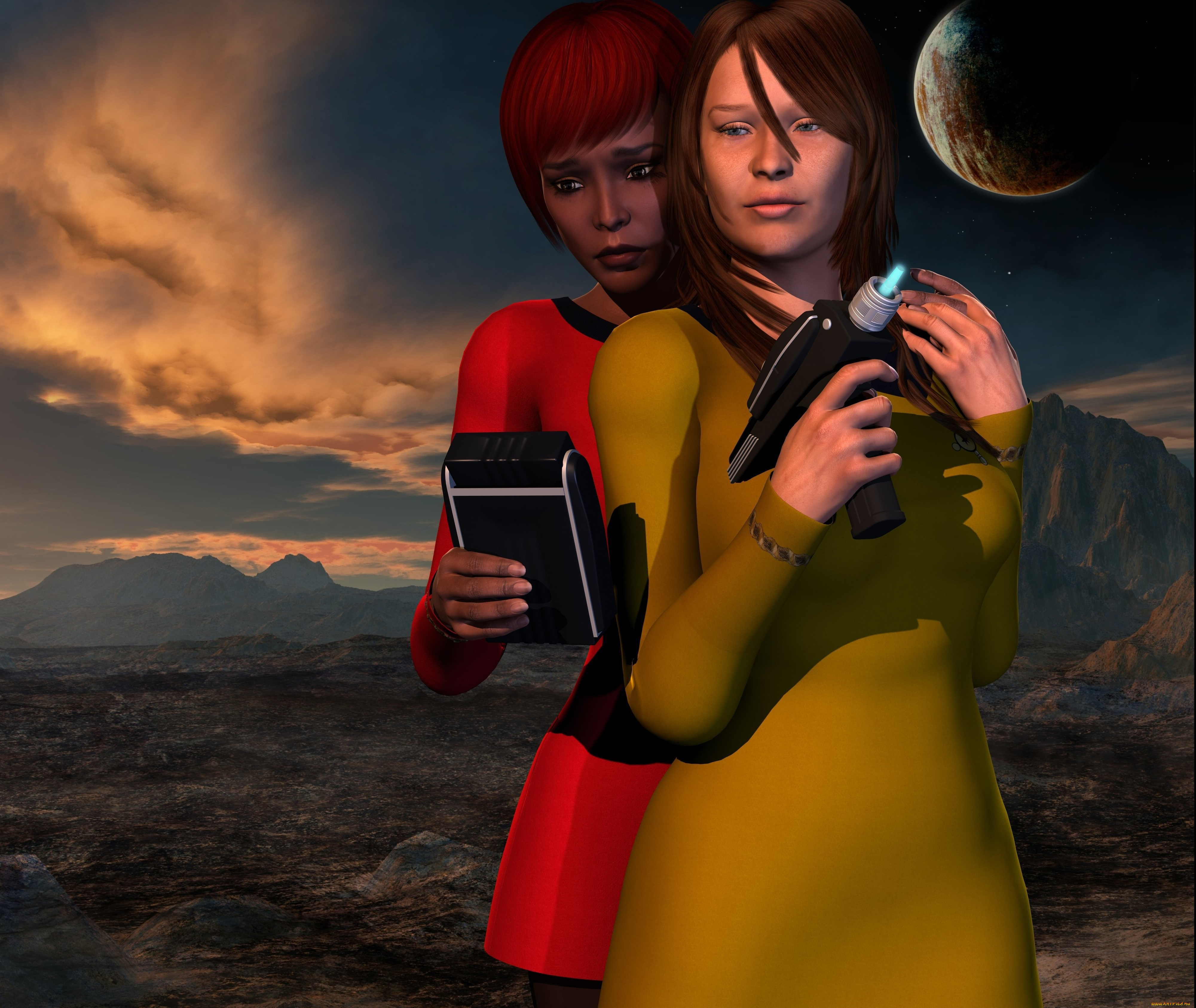 3д, графика, люди, , people, фон, девушки, взгляд