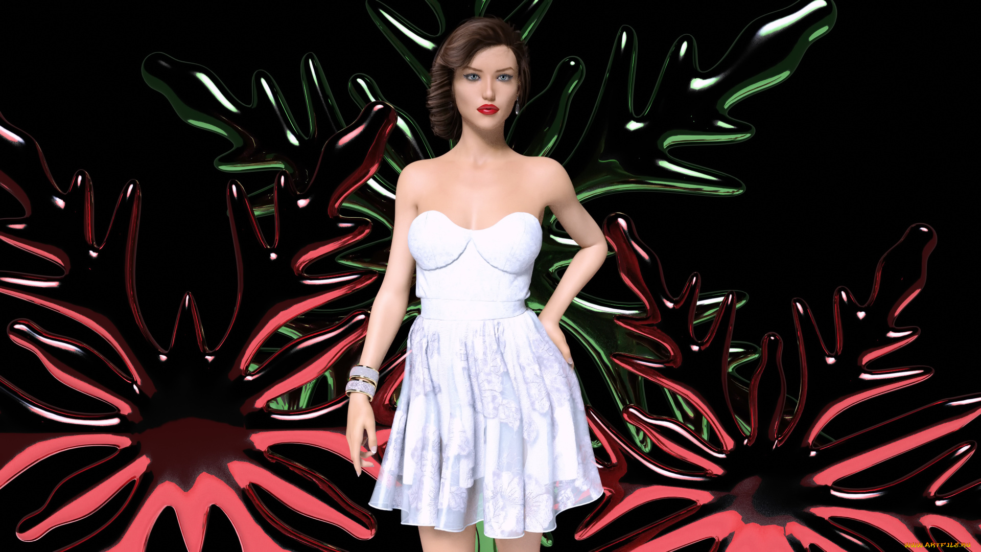 3д, графика, люди, , people, девушка, взгляд, фон