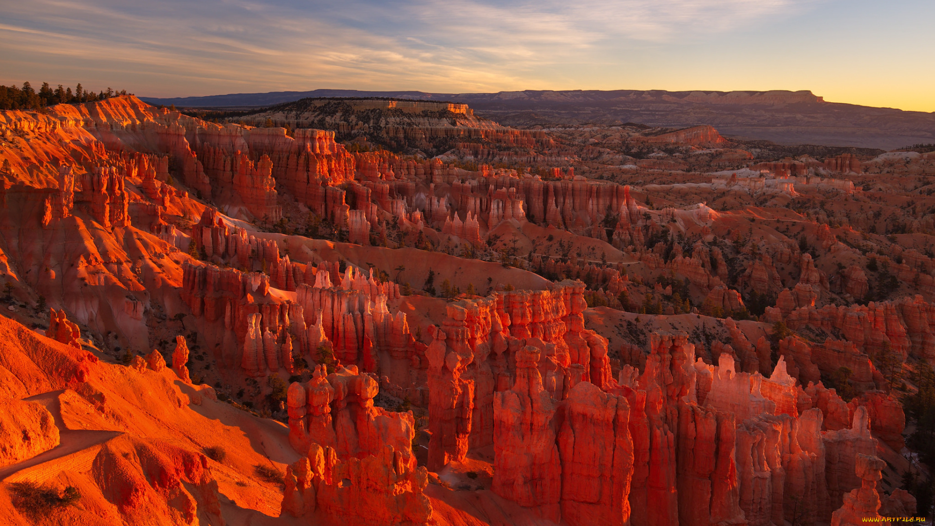 природа, горы, закат, каньон, скалы, небо