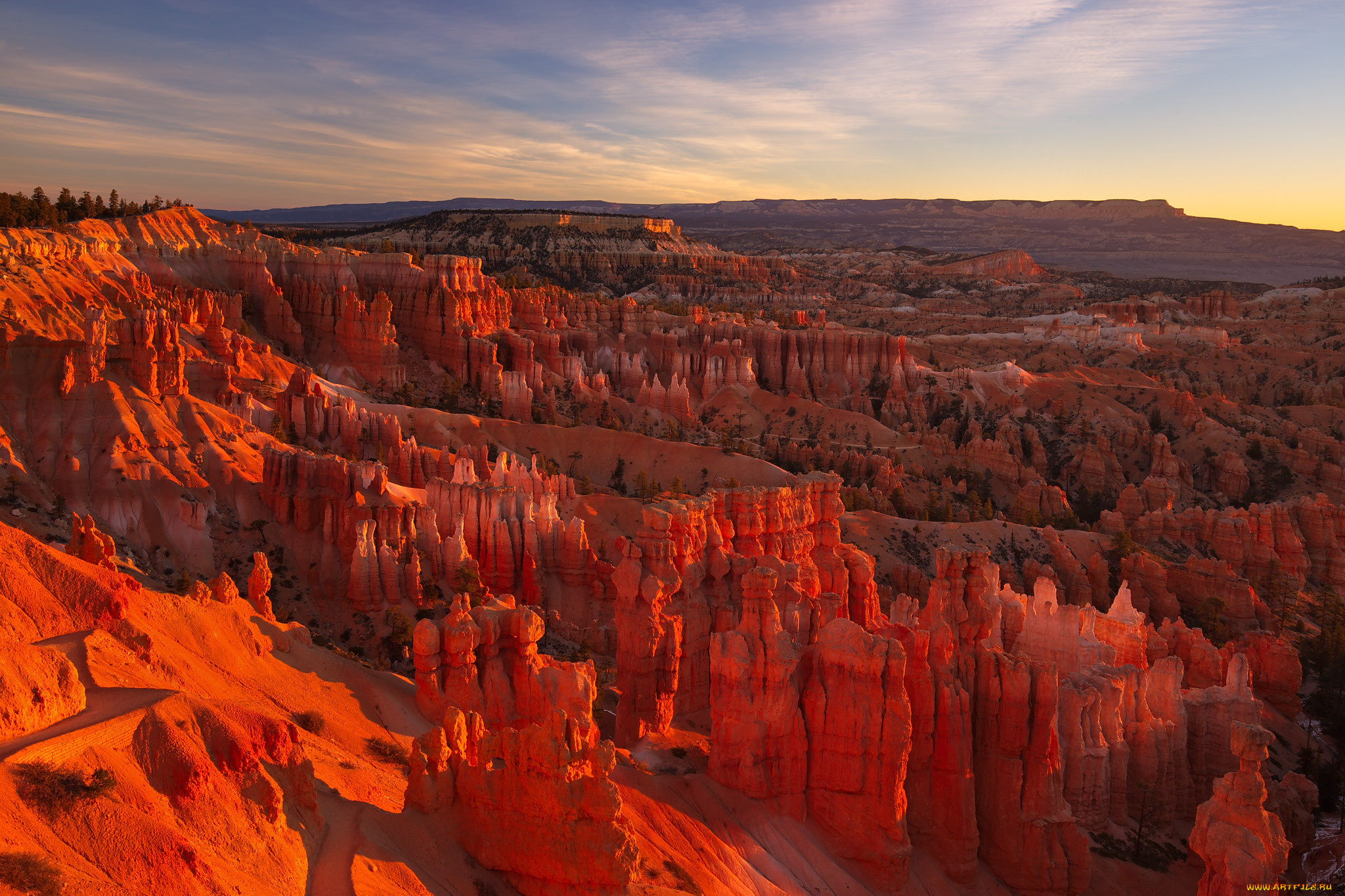 природа, горы, закат, каньон, скалы, небо