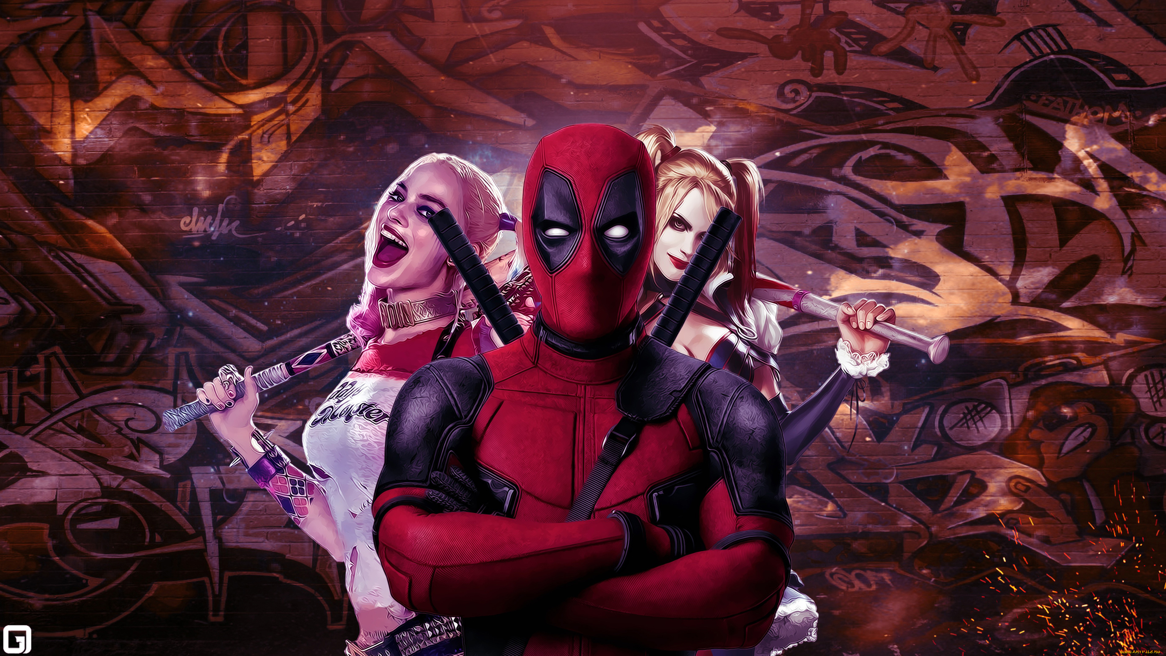 рисованное, кино, harley, quinn, deadpool