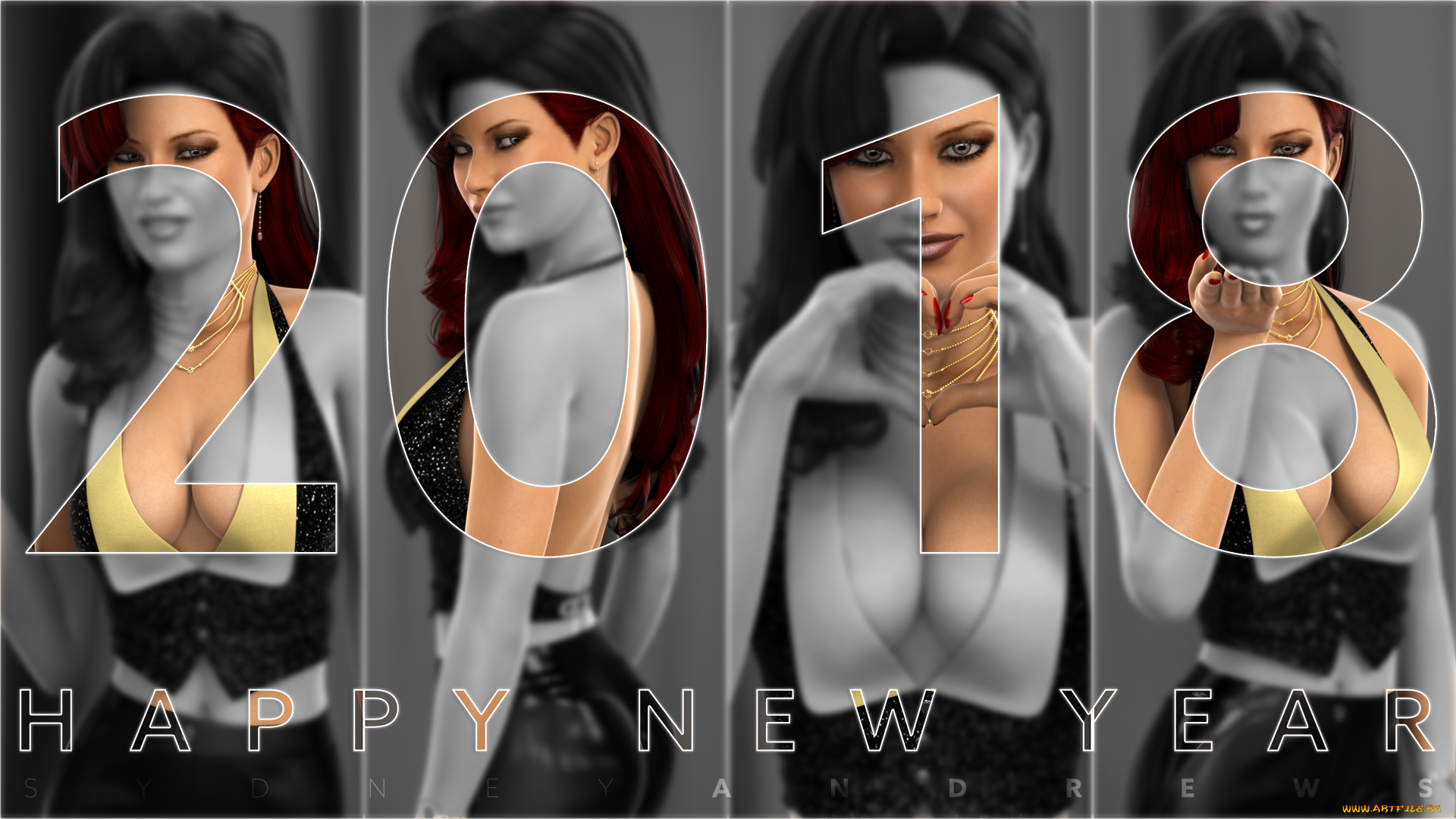 праздничные, -, разное, , новый, год, фон, взгляд, девушка