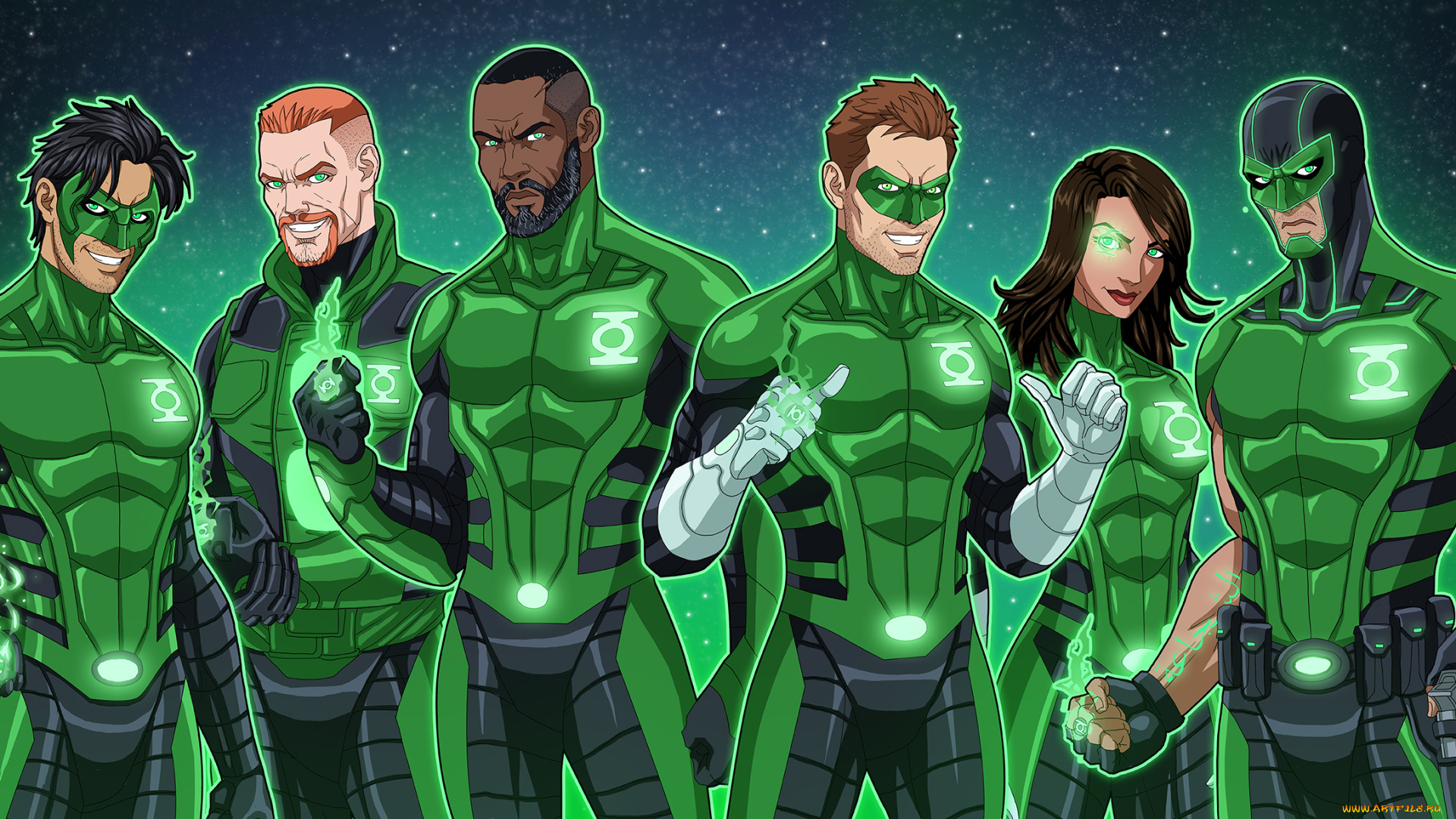 рисованное, комиксы, девушка, униформа, взгляд, фон, мужчины