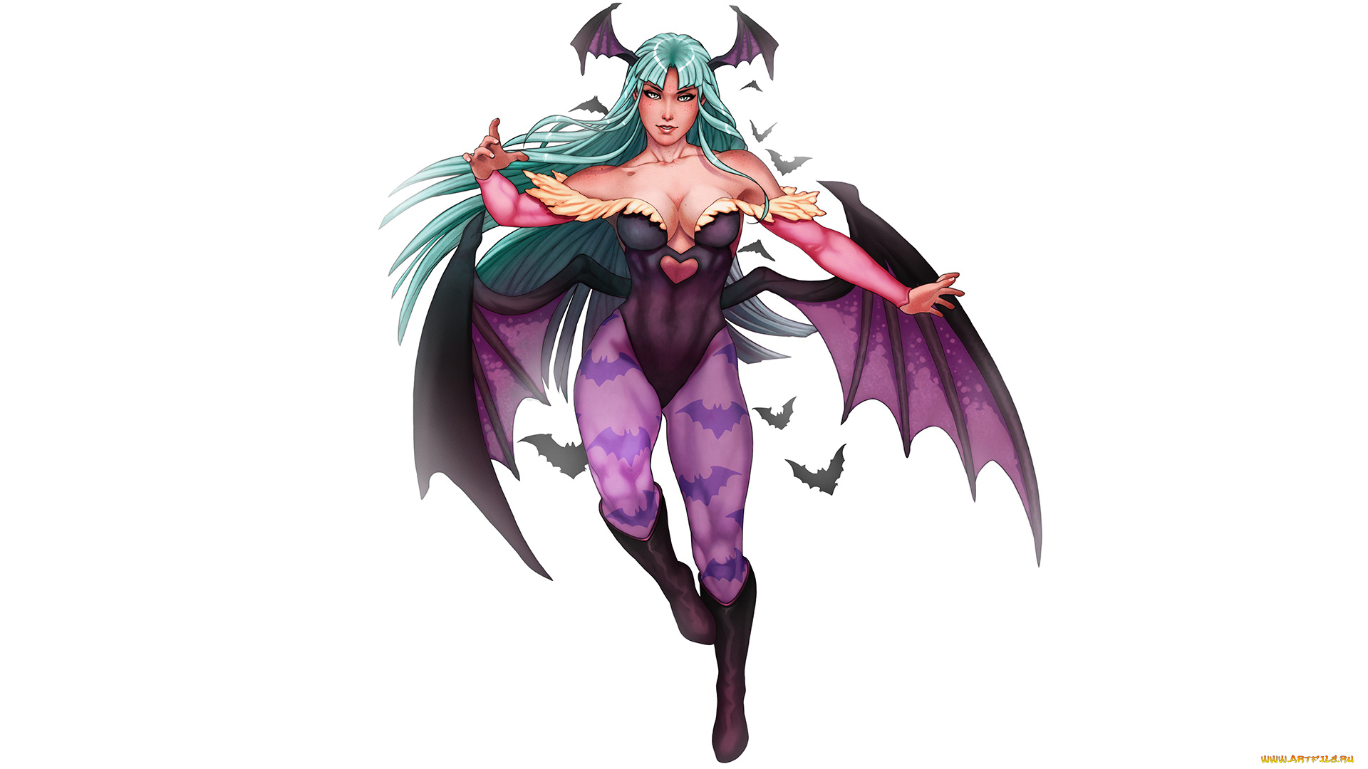 рисованное, комиксы, взгляд, крылья, фон, девушка