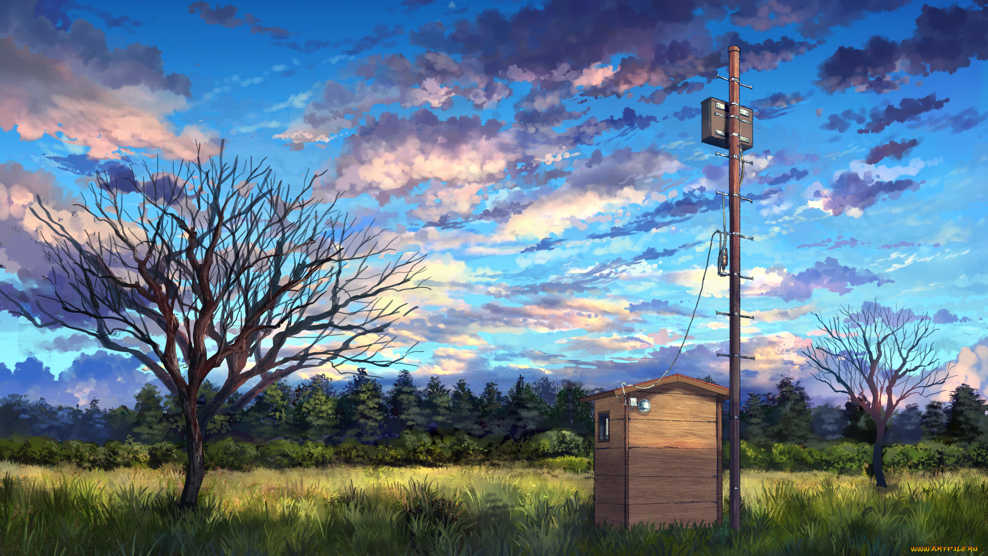 рисованное, природа, пейзаж