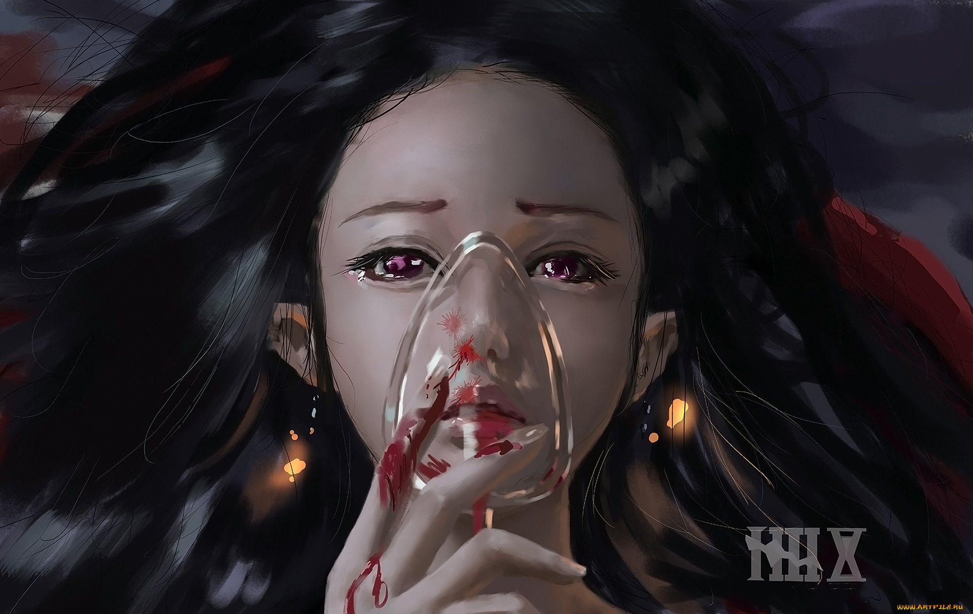 рисованное, люди, девушка