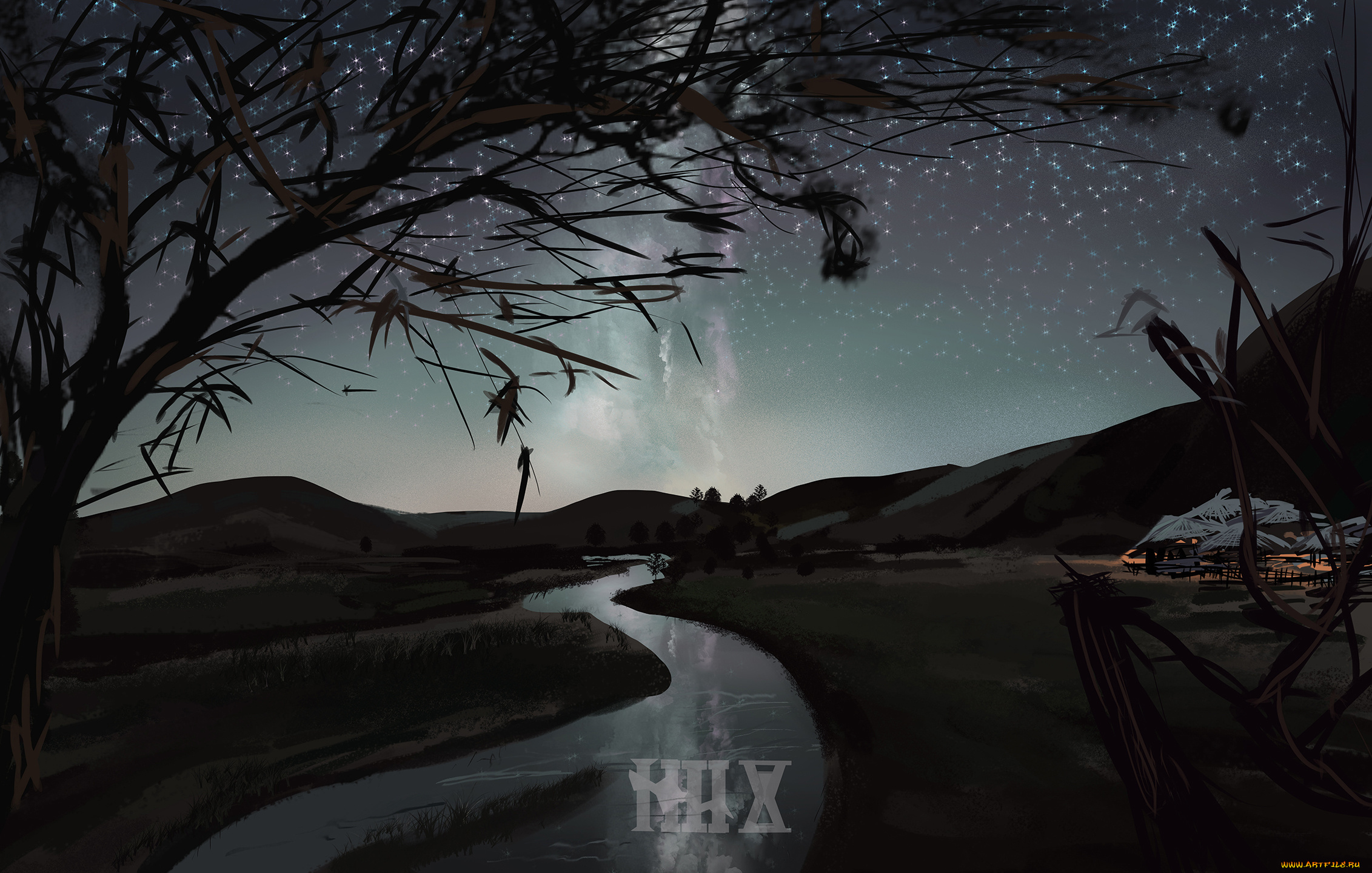 рисованное, природа, пейзаж