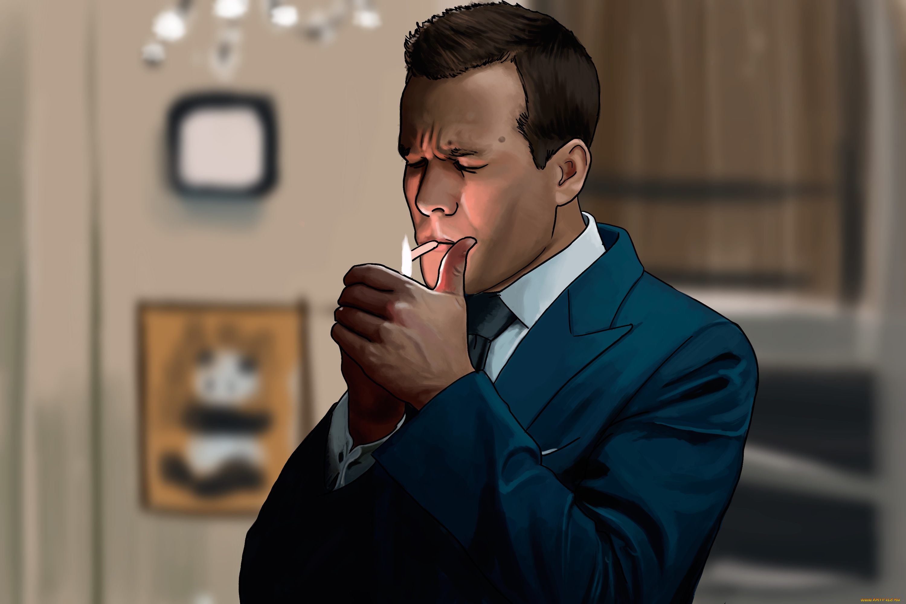 рисованное, кино, сигарета, зажигалка, фон, мужчна