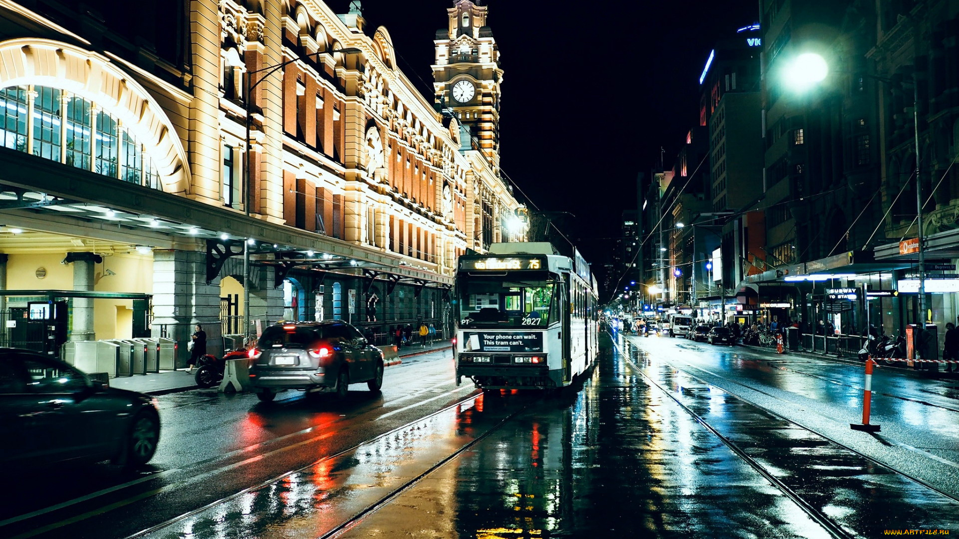 города, мельбурн, , австралия, улица, вечер