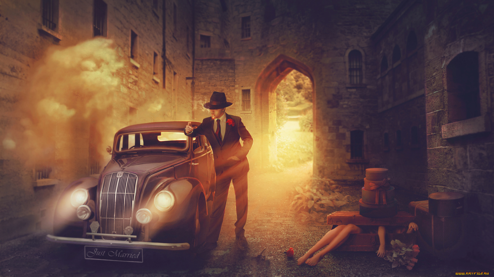 разное, компьютерный, дизайн, цветок, шляпа, костюи, сигарета, девушка, автомомбиль, чемодан, мужчина