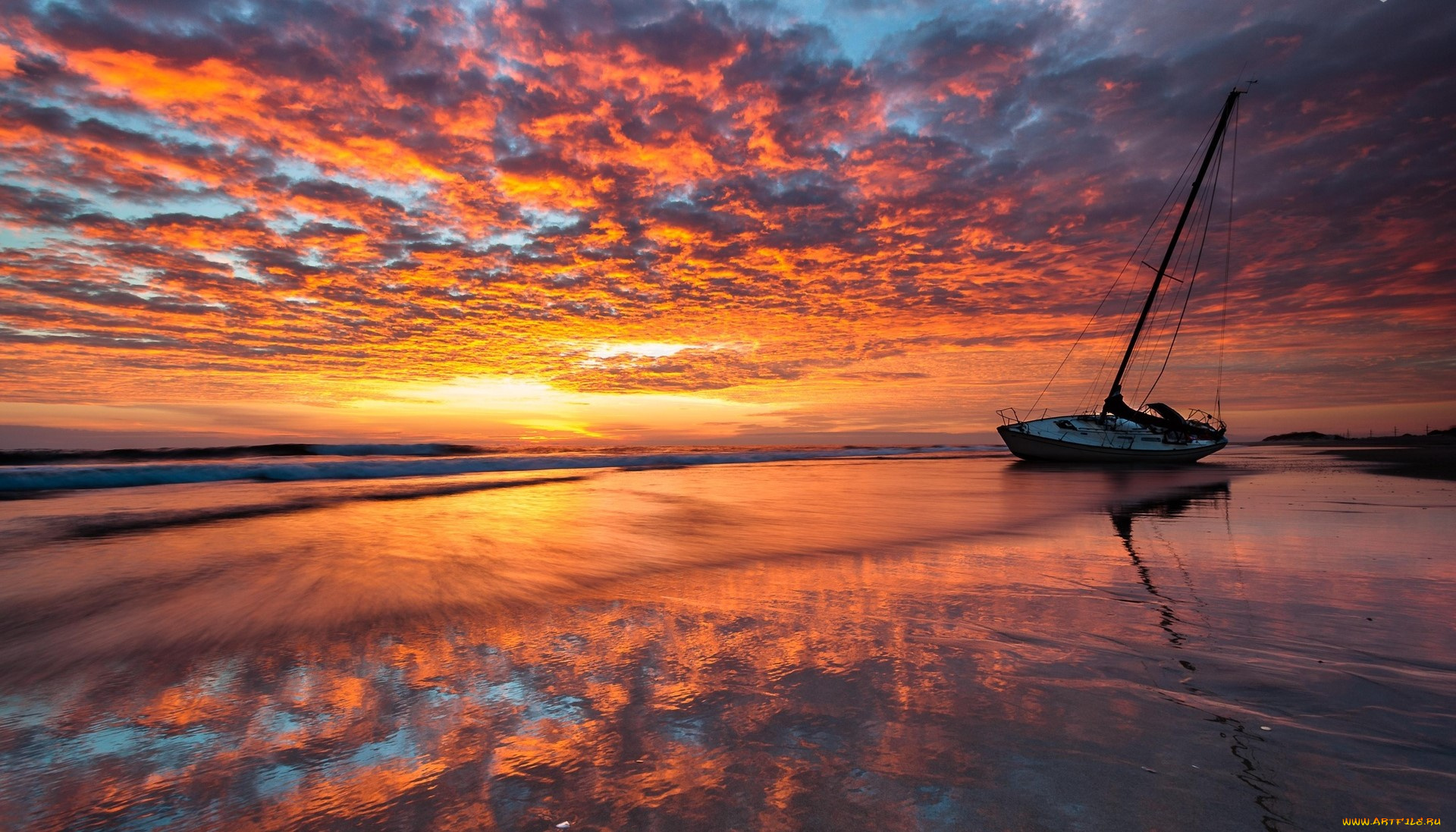 корабли, Яхты, закат, яхта, море, облака