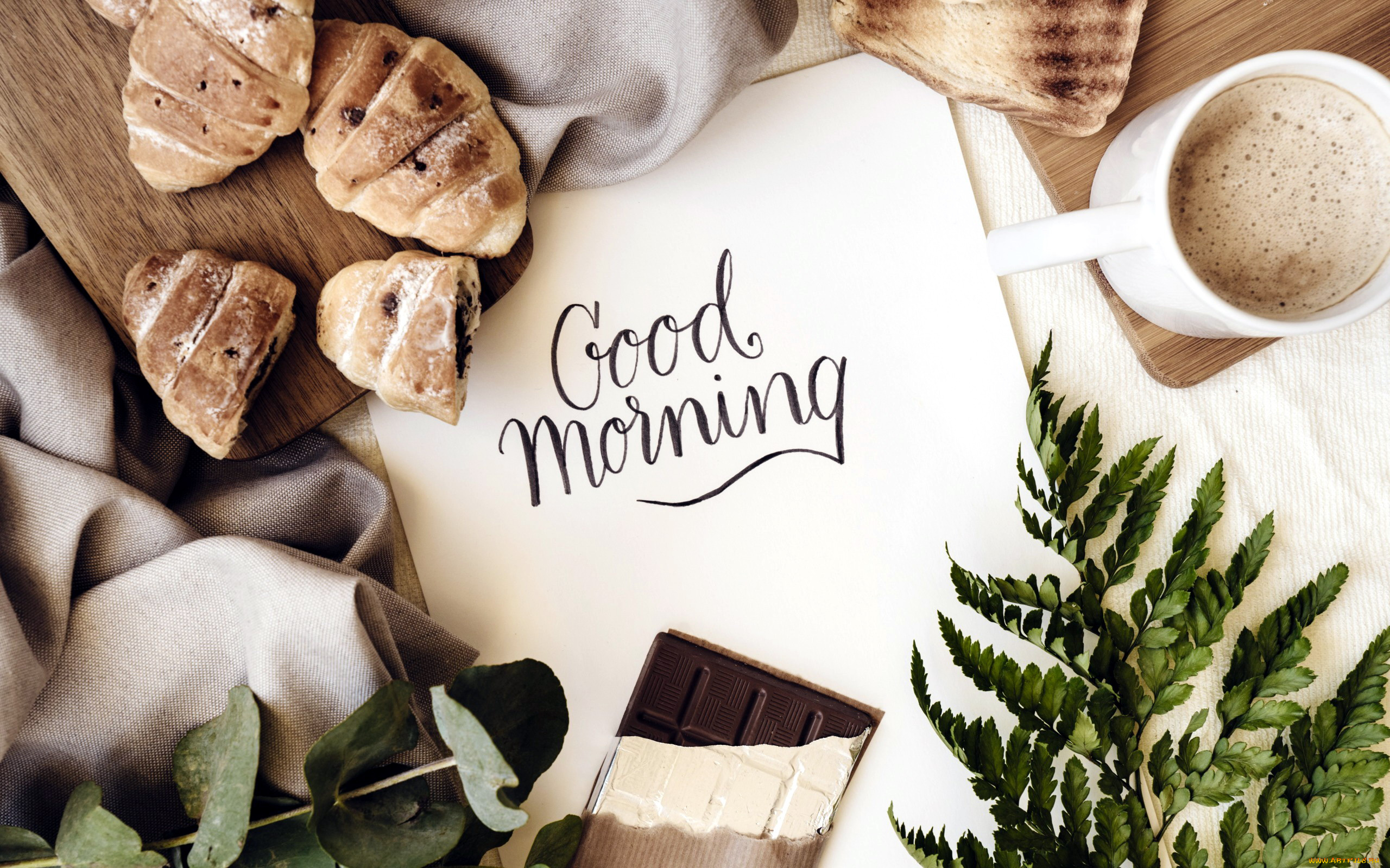 еда, разное, кофе, шоколад, тост, круассаны