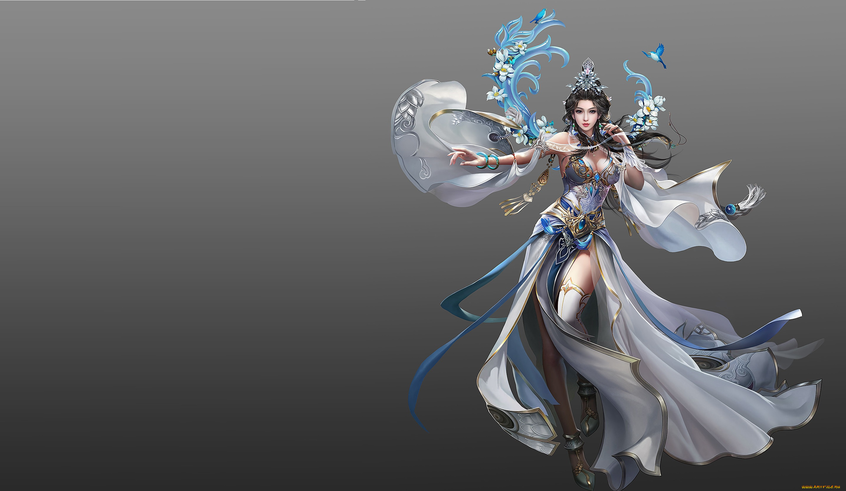 фэнтези, девушки, арт, весна, игра, магия, девушка