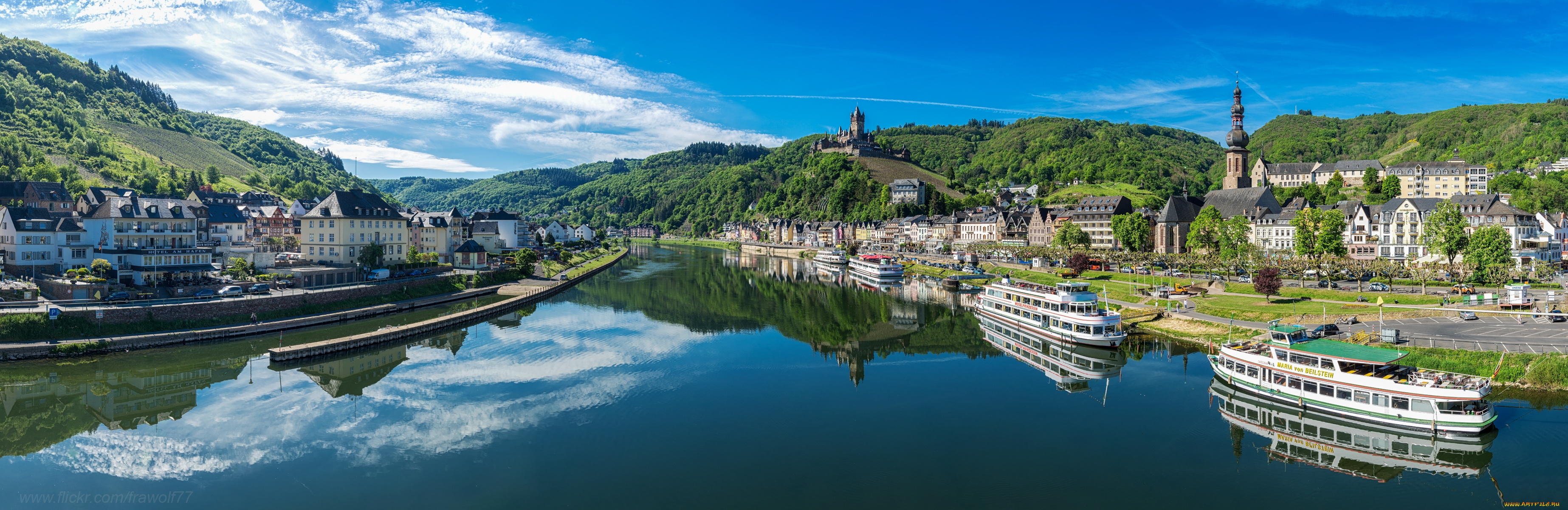 города, -, панорамы, германия, мозель