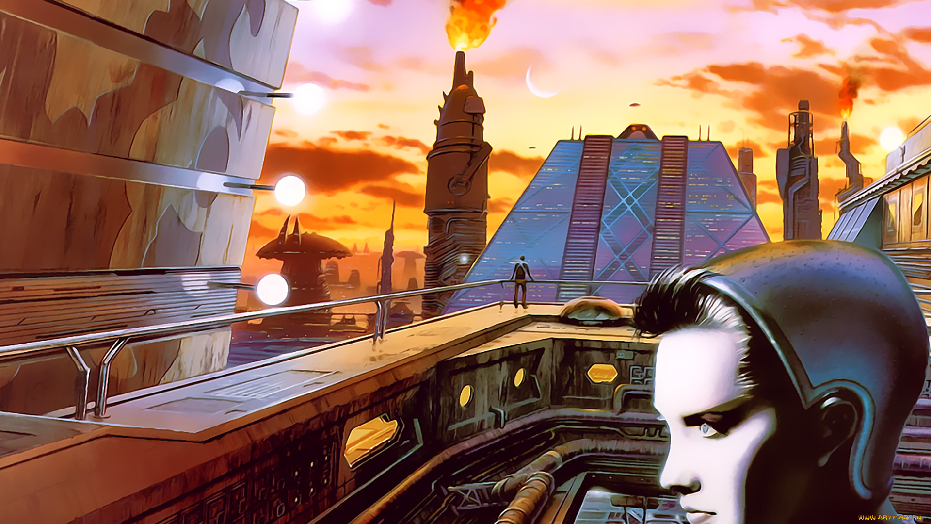 календари, фэнтези, девушка, пламя, сооружение, 2019, calendar