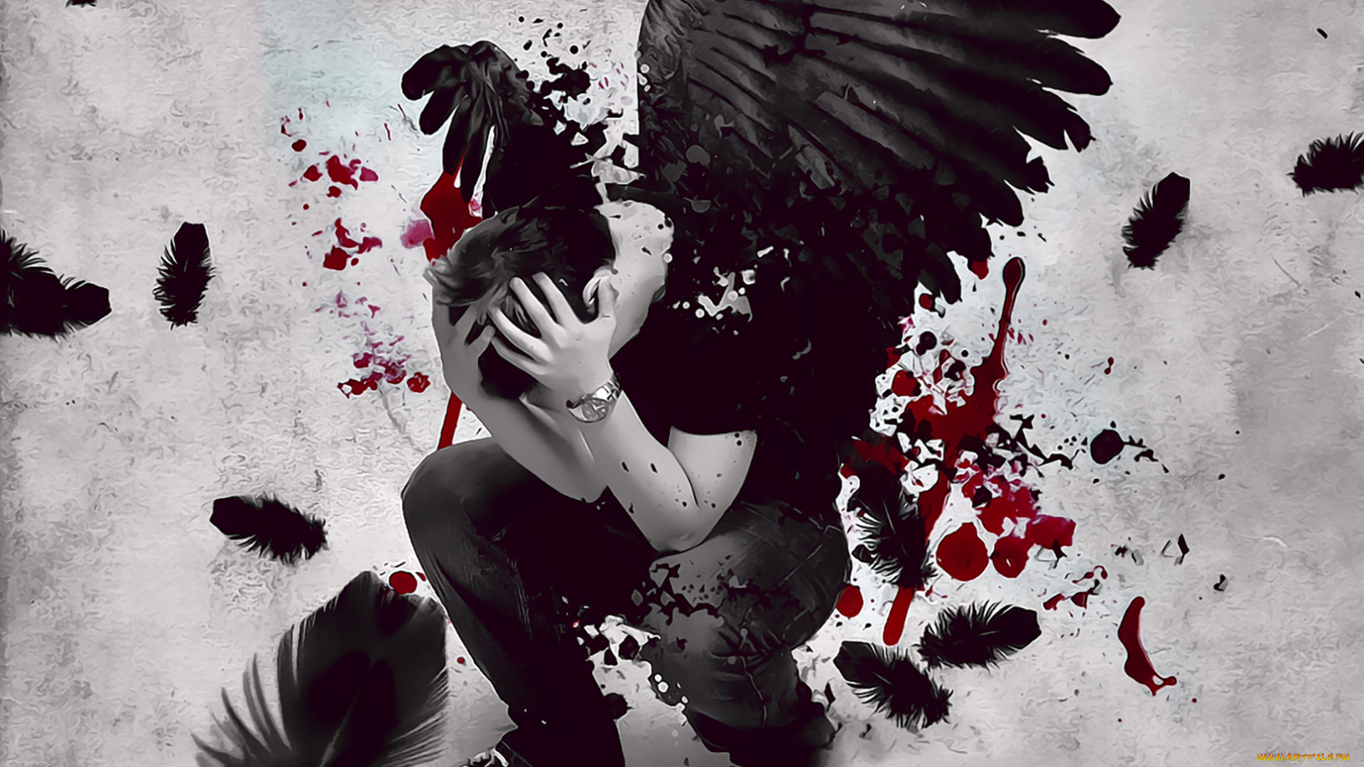 календари, фэнтези, крылья, 2019, calendar, мужчина, часы, перо, ангел, черный