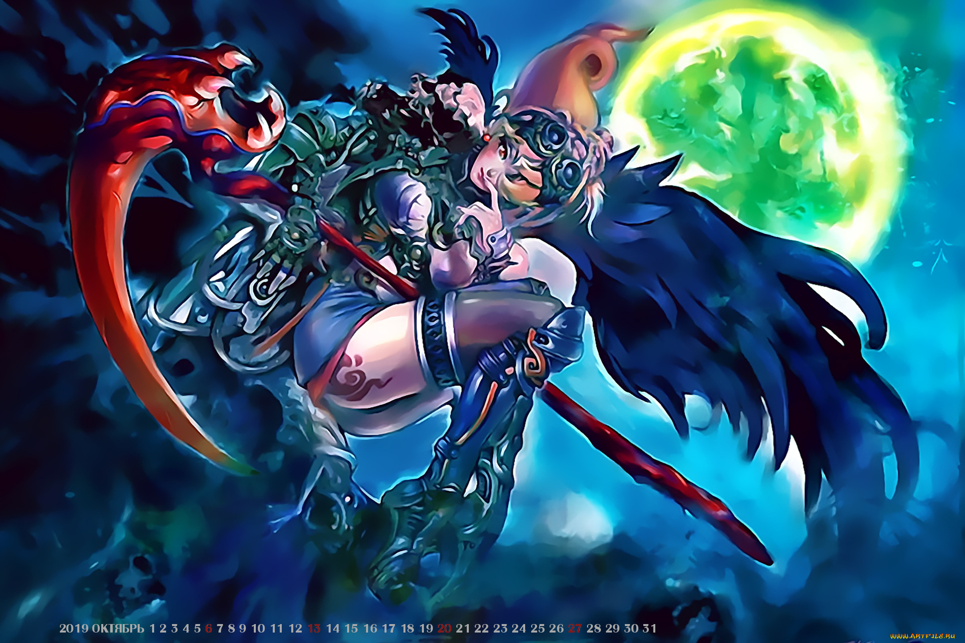 календари, аниме, 2019, calendar, женщина, оружие, девушка