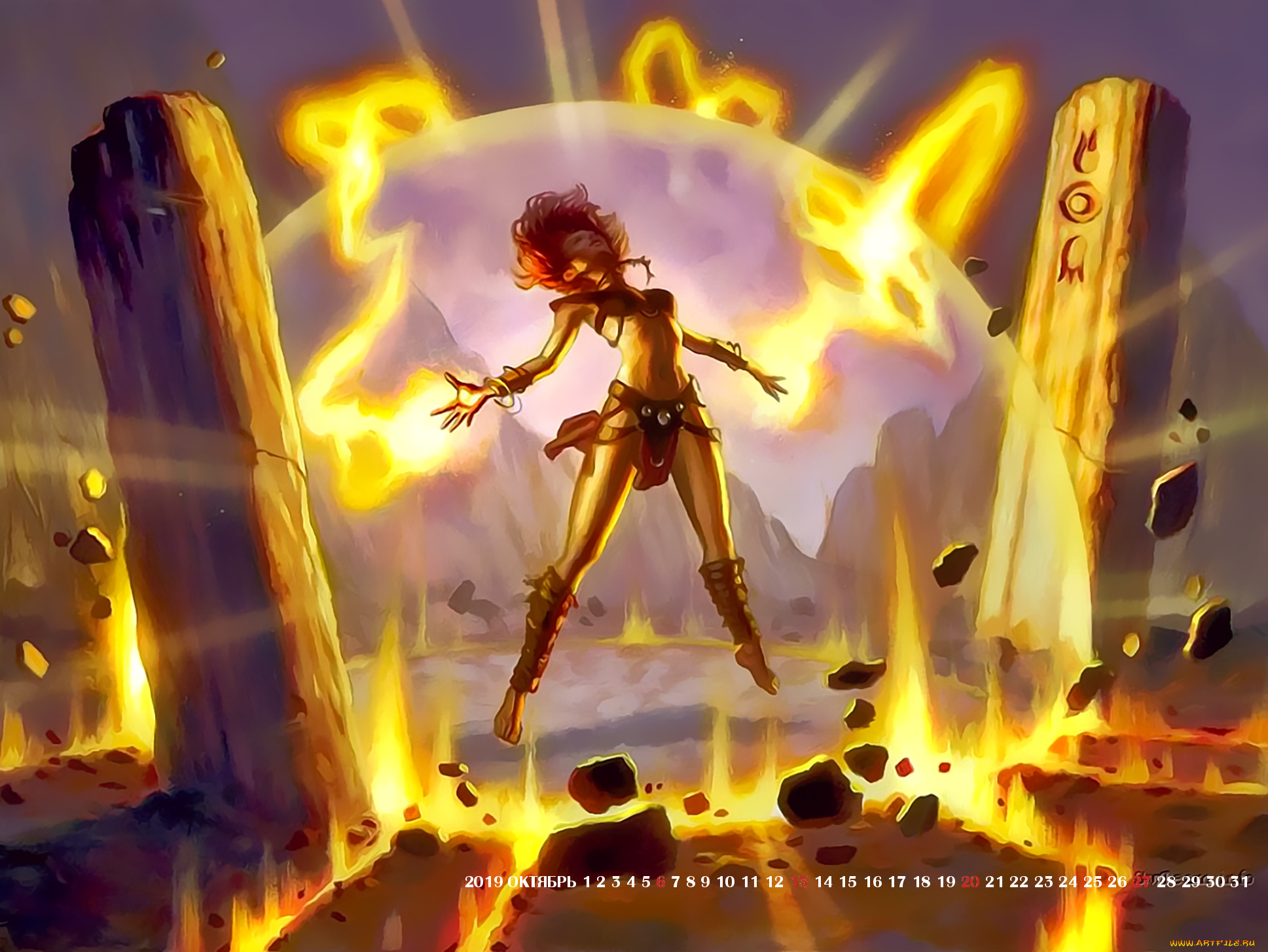 календари, фэнтези, 2019, calendar, магия, свет, девушка