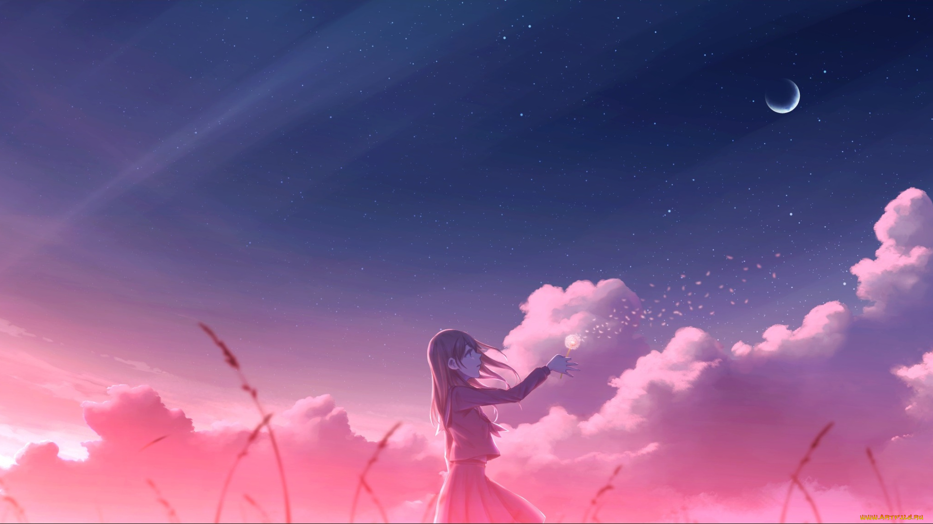 аниме, пейзажи, , природа, девушка