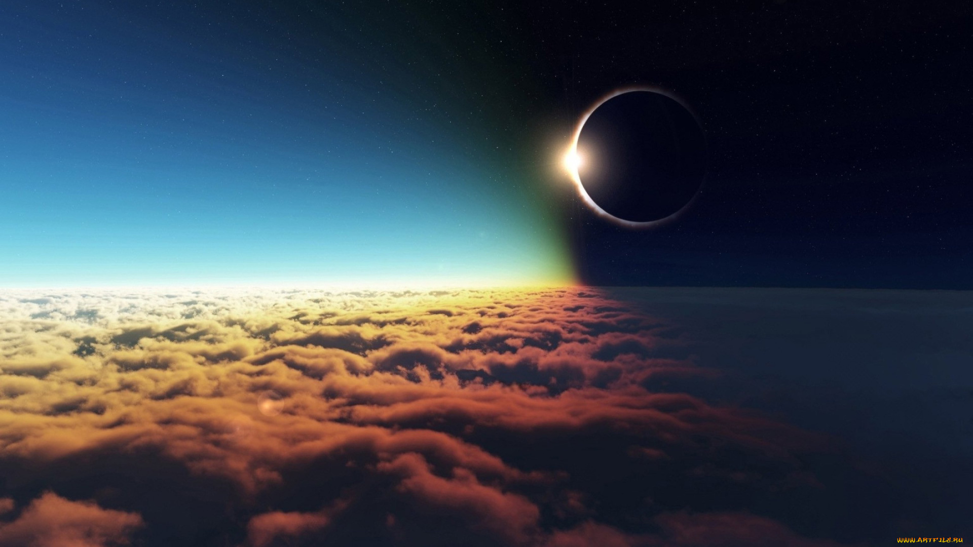 затмение, космос, разное, другое, луна, солнце, спутник, земля, атмосфера, явление, тьма, пространство, вселенная, галактика, облака, вакуум, бесконечность