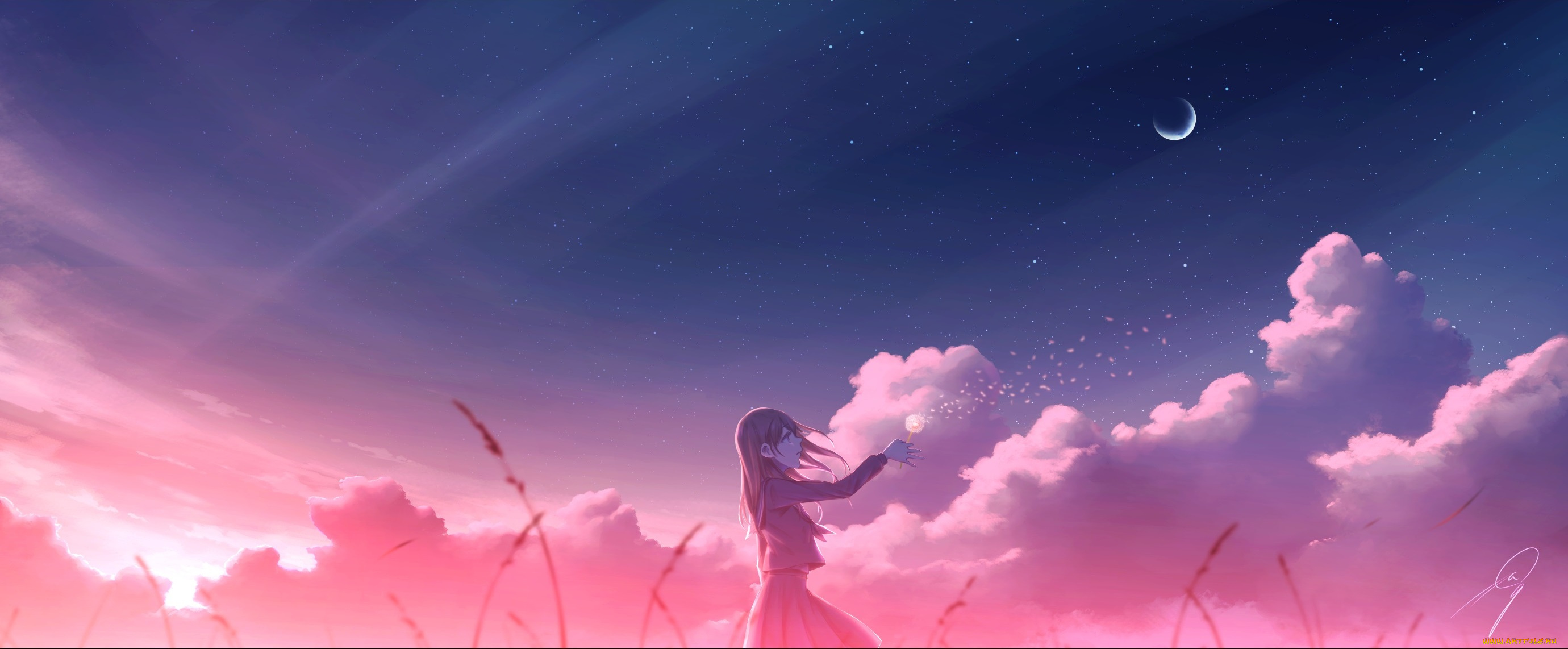 аниме, пейзажи, , природа, девушка