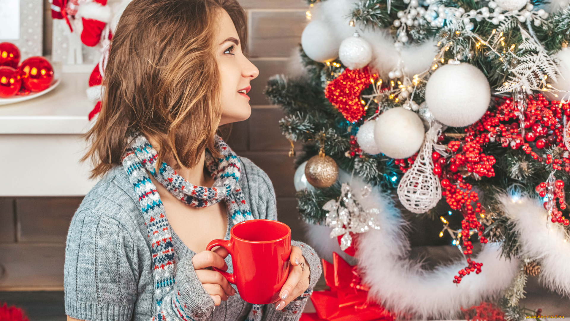 девушки, -, брюнетки, , шатенки, настроение, модель, рождество, рыжая, елочные, игрушки