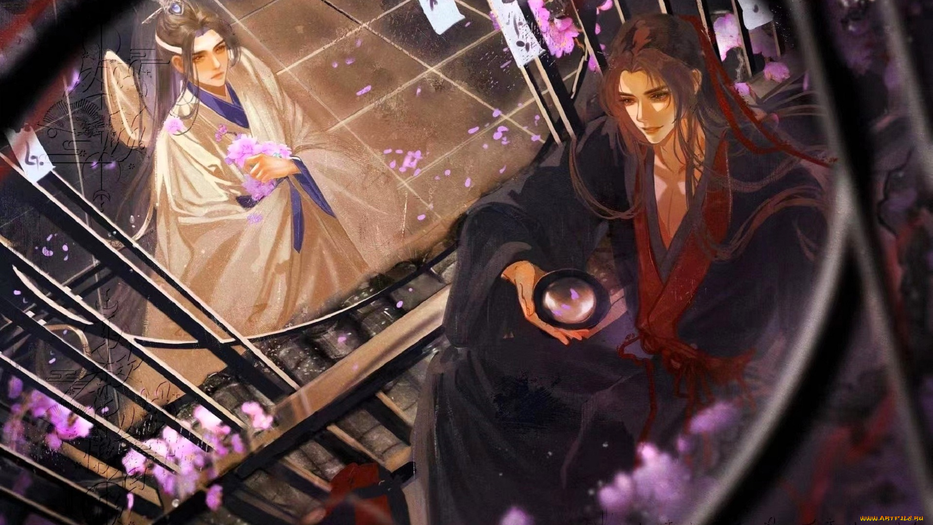 аниме, mo, dao, zu, shi, лань, ванцзи, вэй, усянь, цветы, балкон