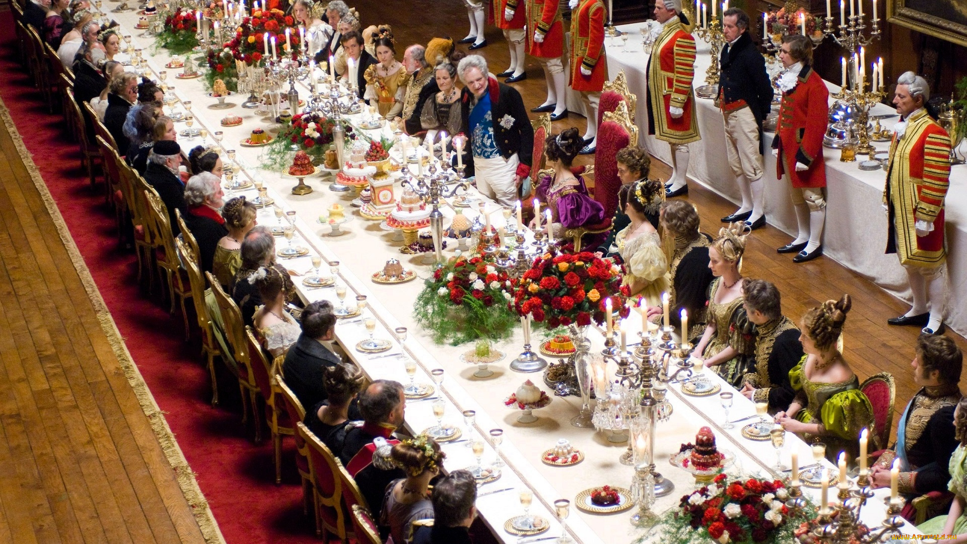 кино, фильмы, the, young, victoria, пир, люди, столы, еда, слуги, свечи
