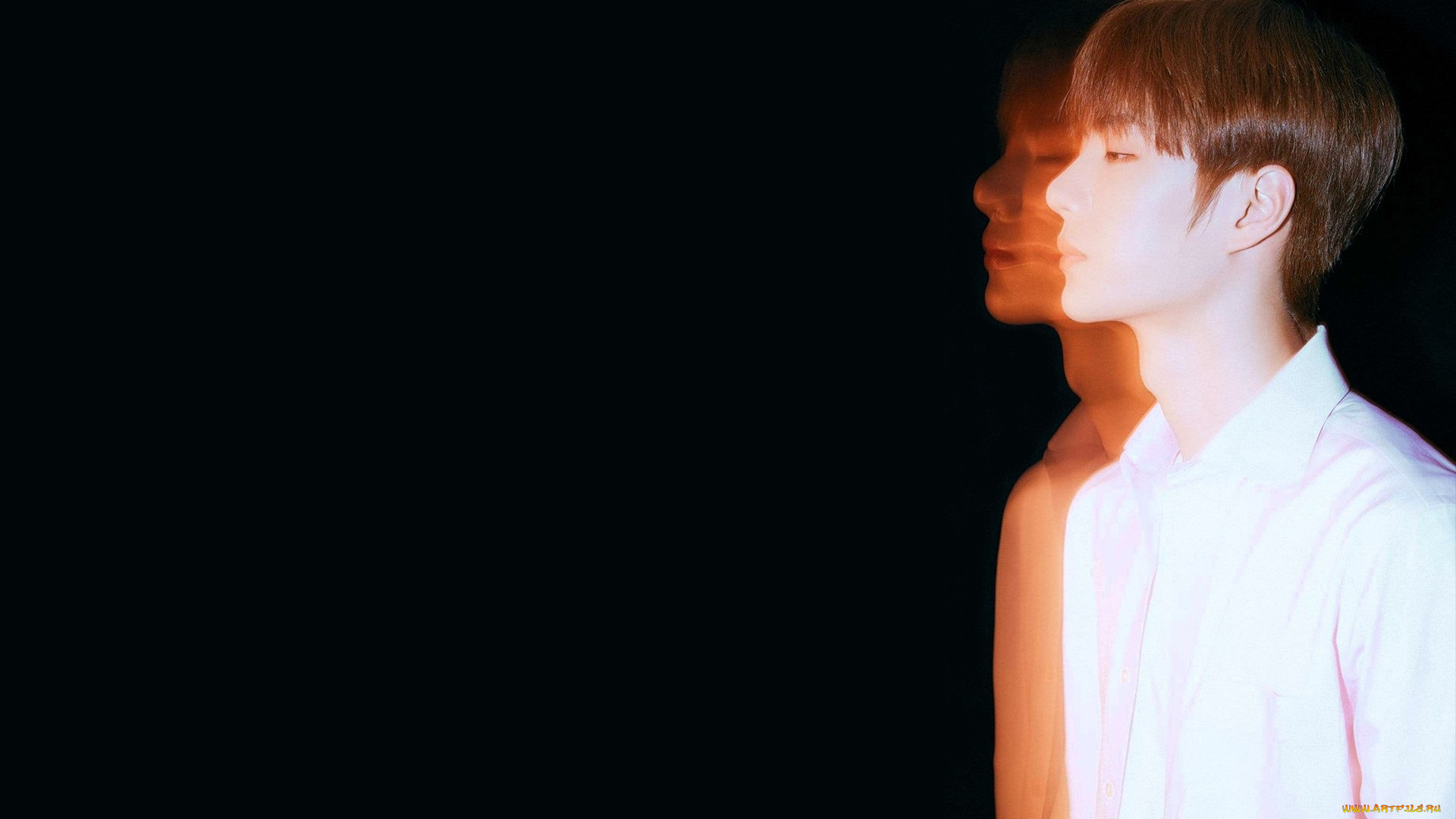 мужчины, wang, yi, bo, актер, рубашка, профиль, отражение