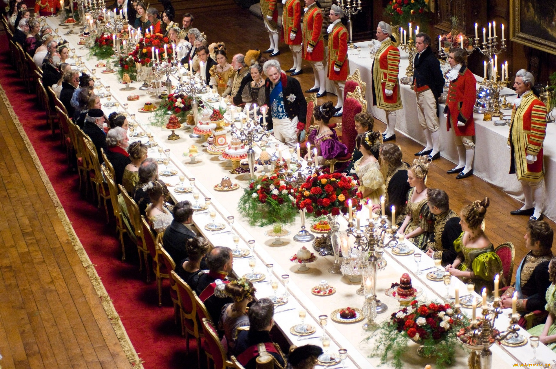 кино, фильмы, the, young, victoria, пир, люди, столы, еда, слуги, свечи