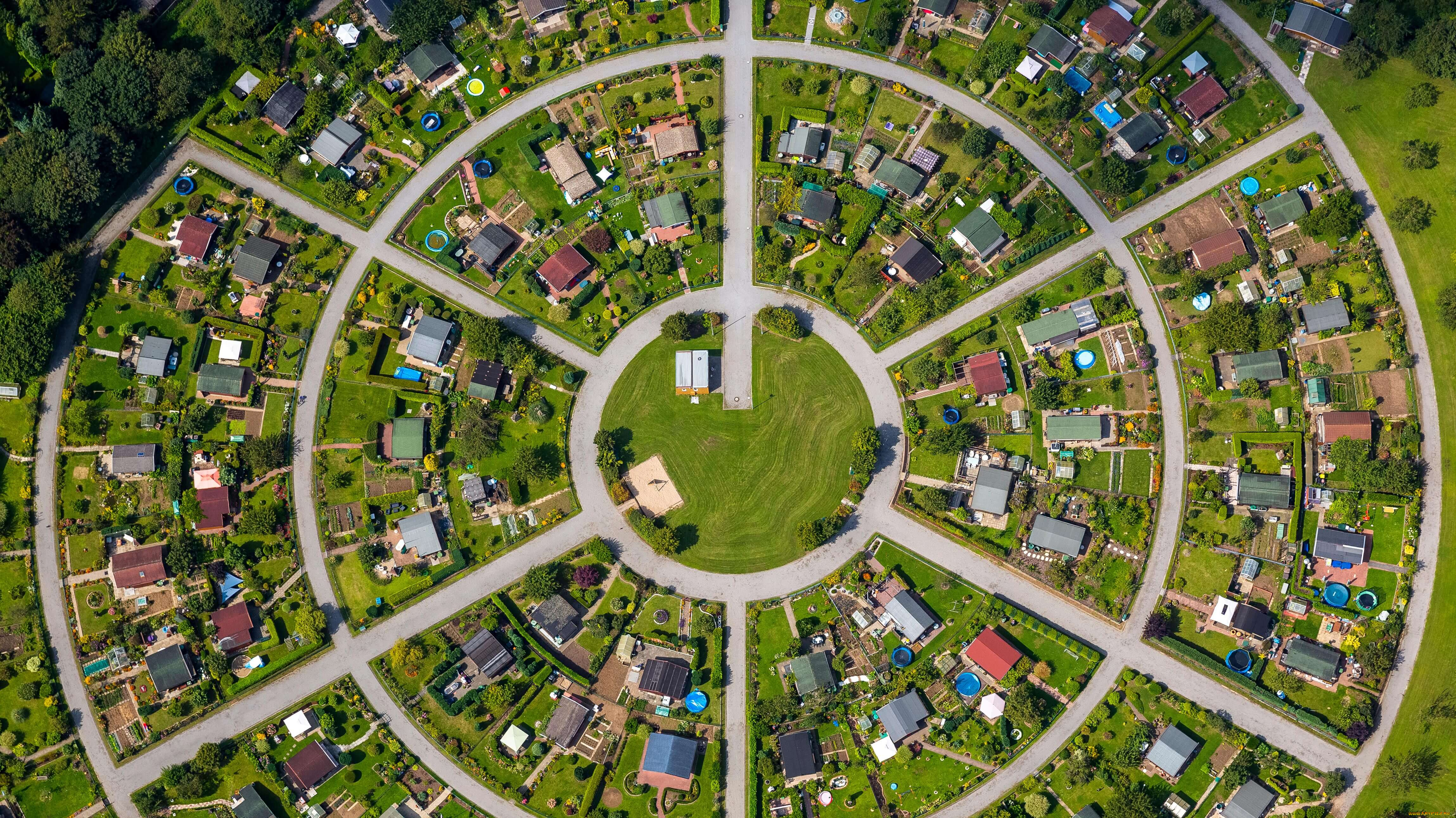 города, -, панорамы, вид, с, воздуха, садовые, участки, камп, линтфорт, северный, рейн, вестфалия, by, hans, blossey