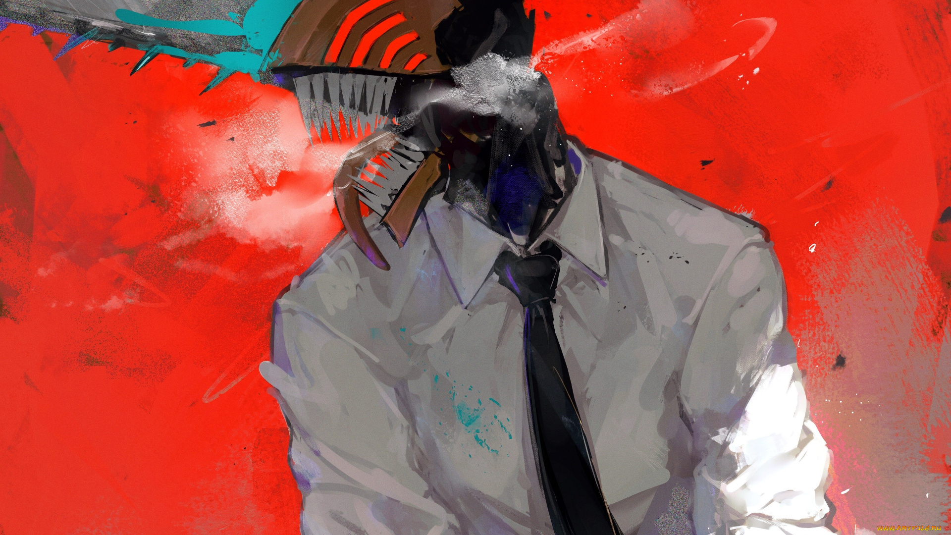 аниме, chainsaw, man, парень