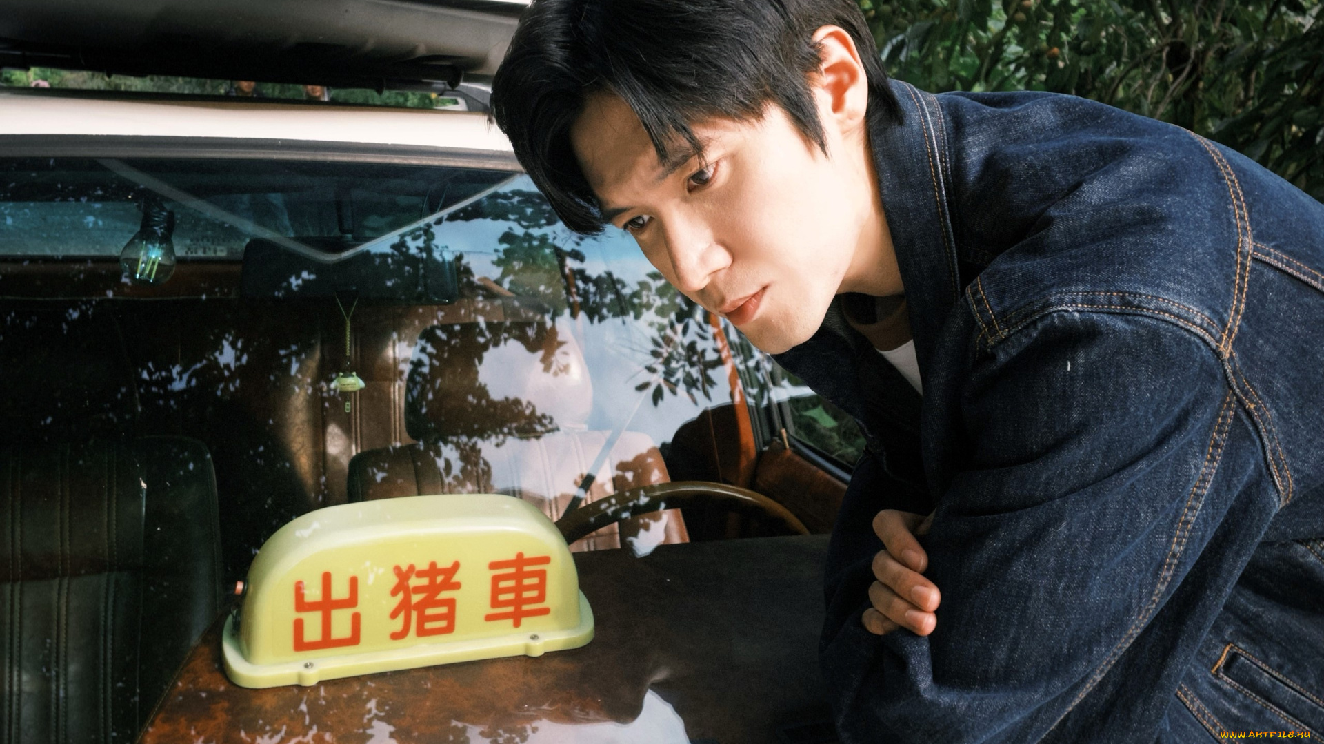 мужчины, liu, haikuan, актер, куртка, машина, капот