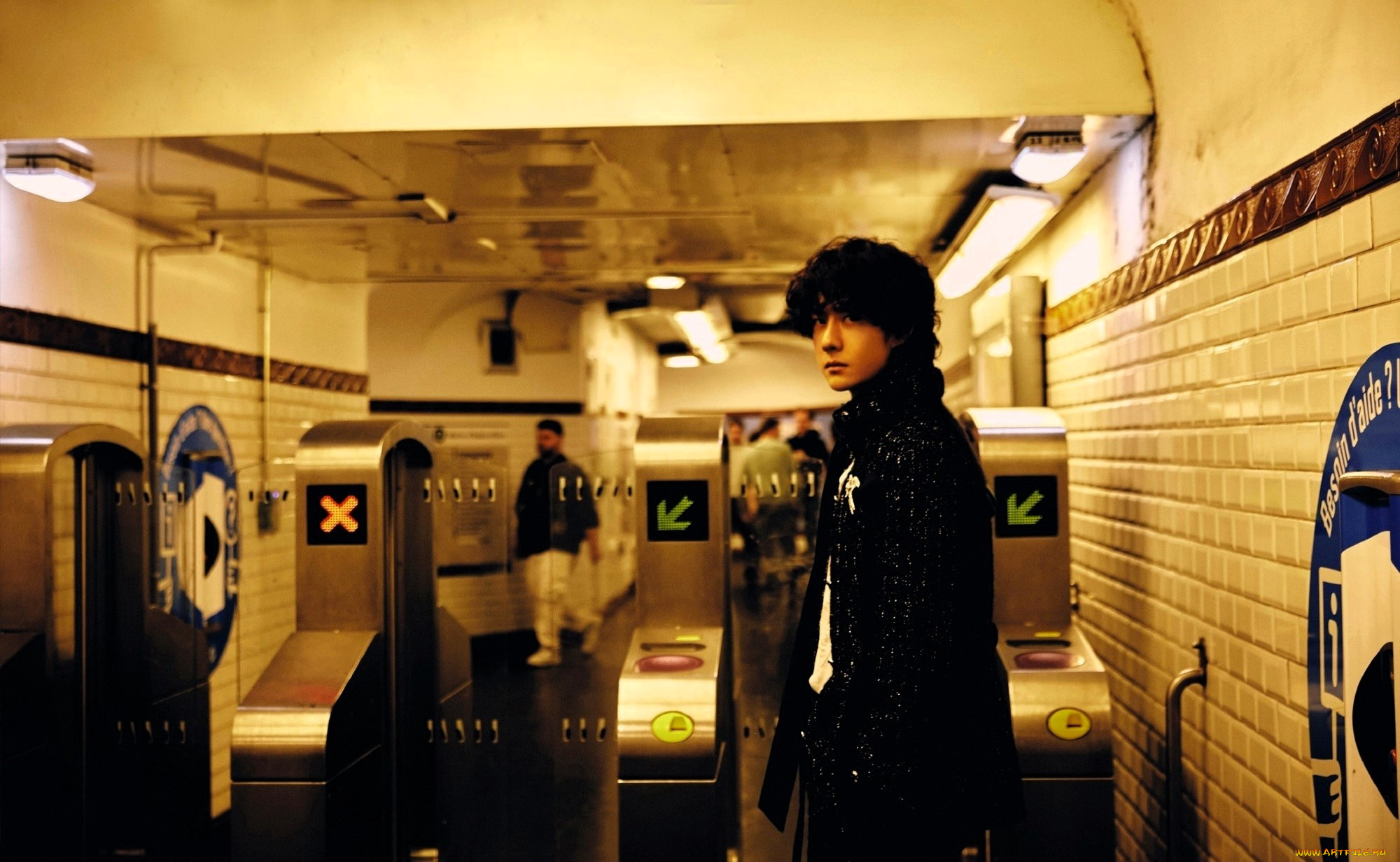 мужчины, wang, yi, bo, актер, пиджак, метро, турникет
