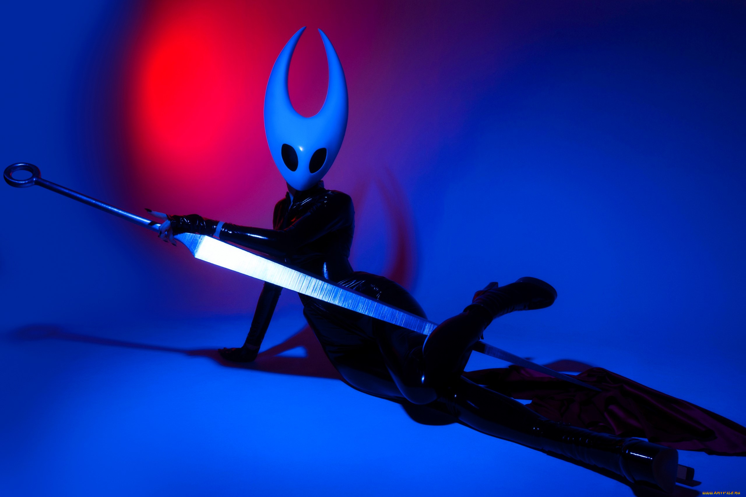 девушки, momo, образ, косплей, наряд, костюм, маска, латекс, оружие, меч