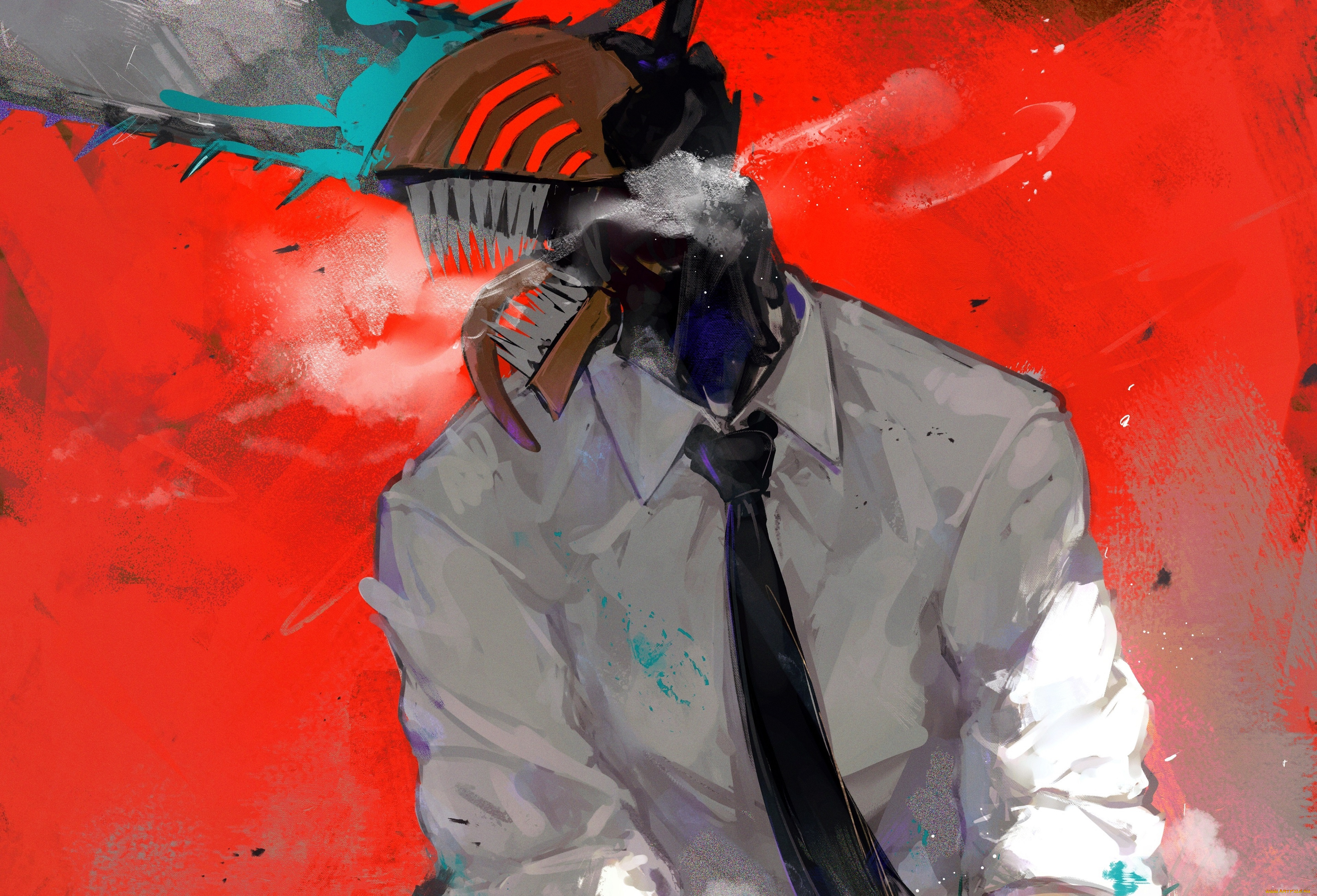 аниме, chainsaw, man, парень