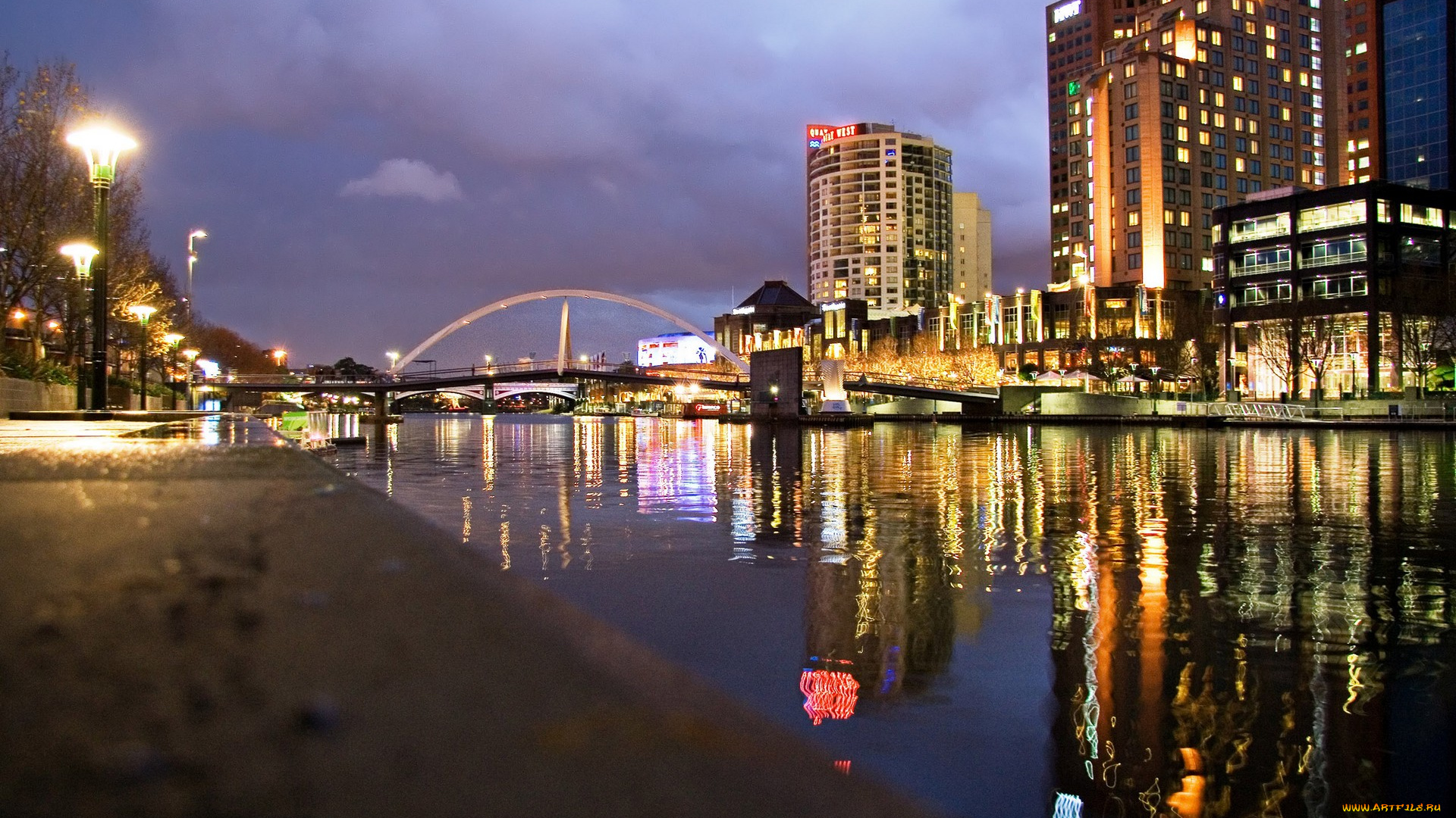 города, огни, ночного