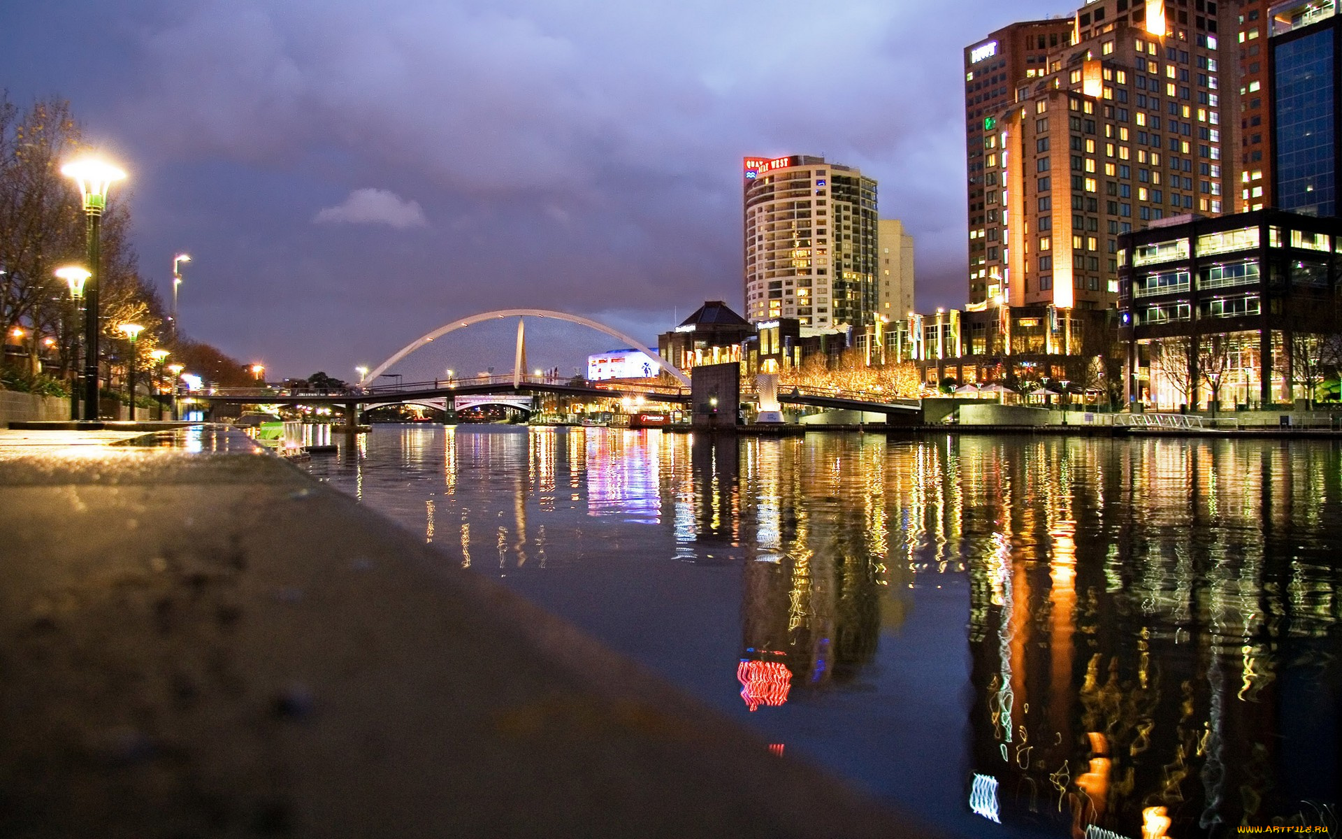 города, огни, ночного