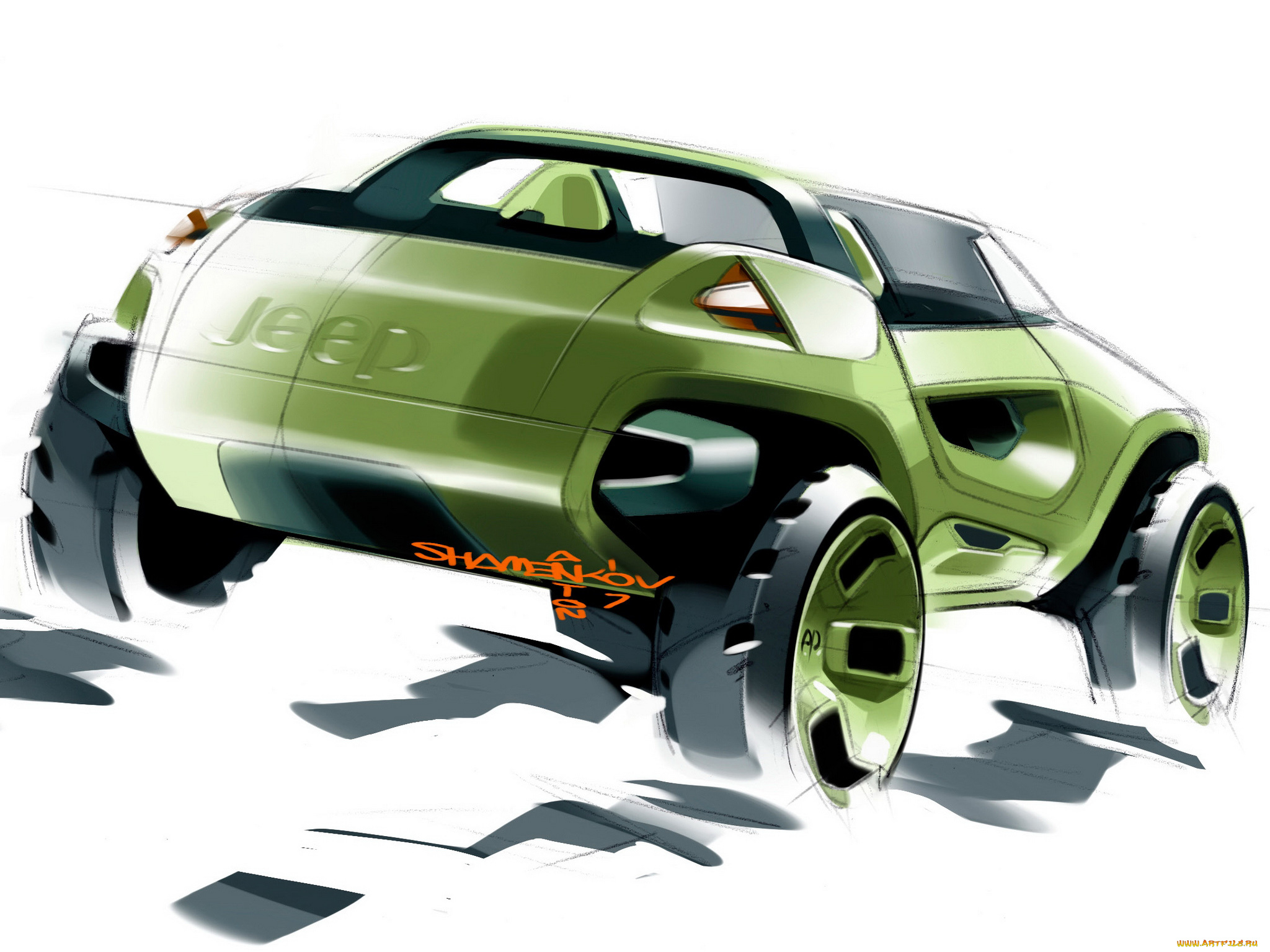 автомобили, рисованные