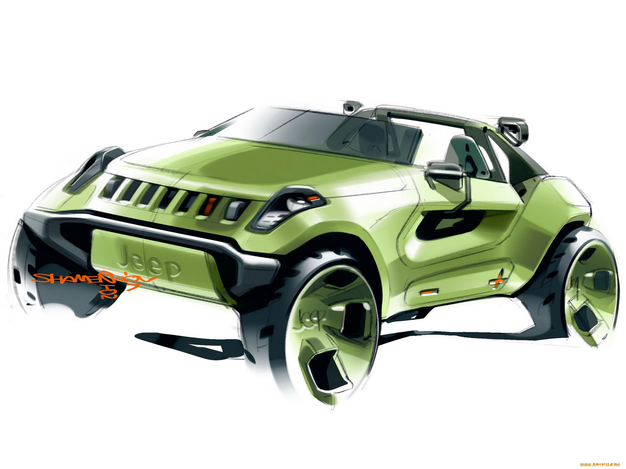 автомобили, рисованные