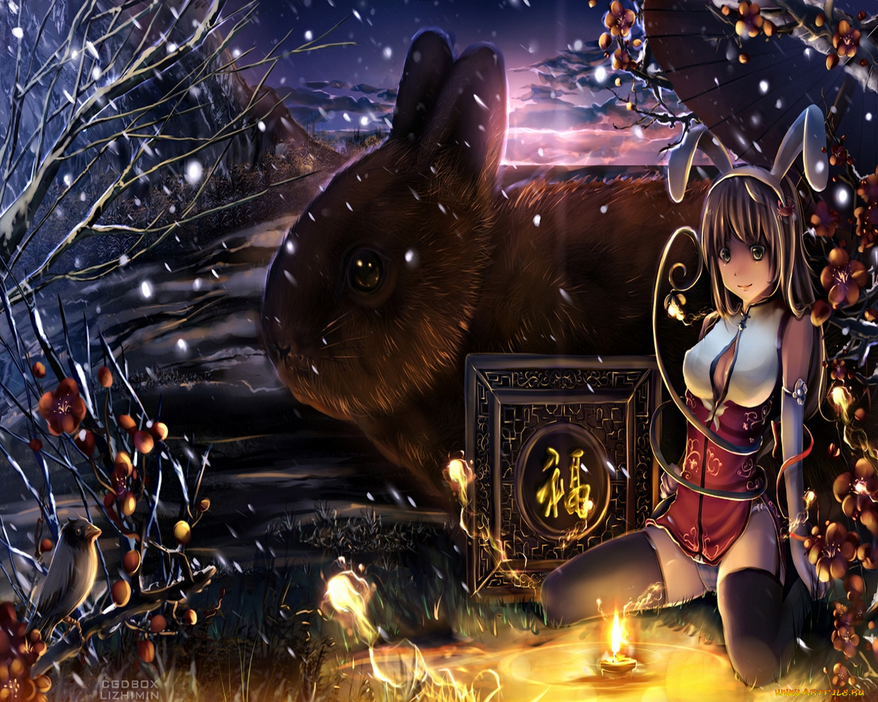 аниме, merry, chrismas, winter