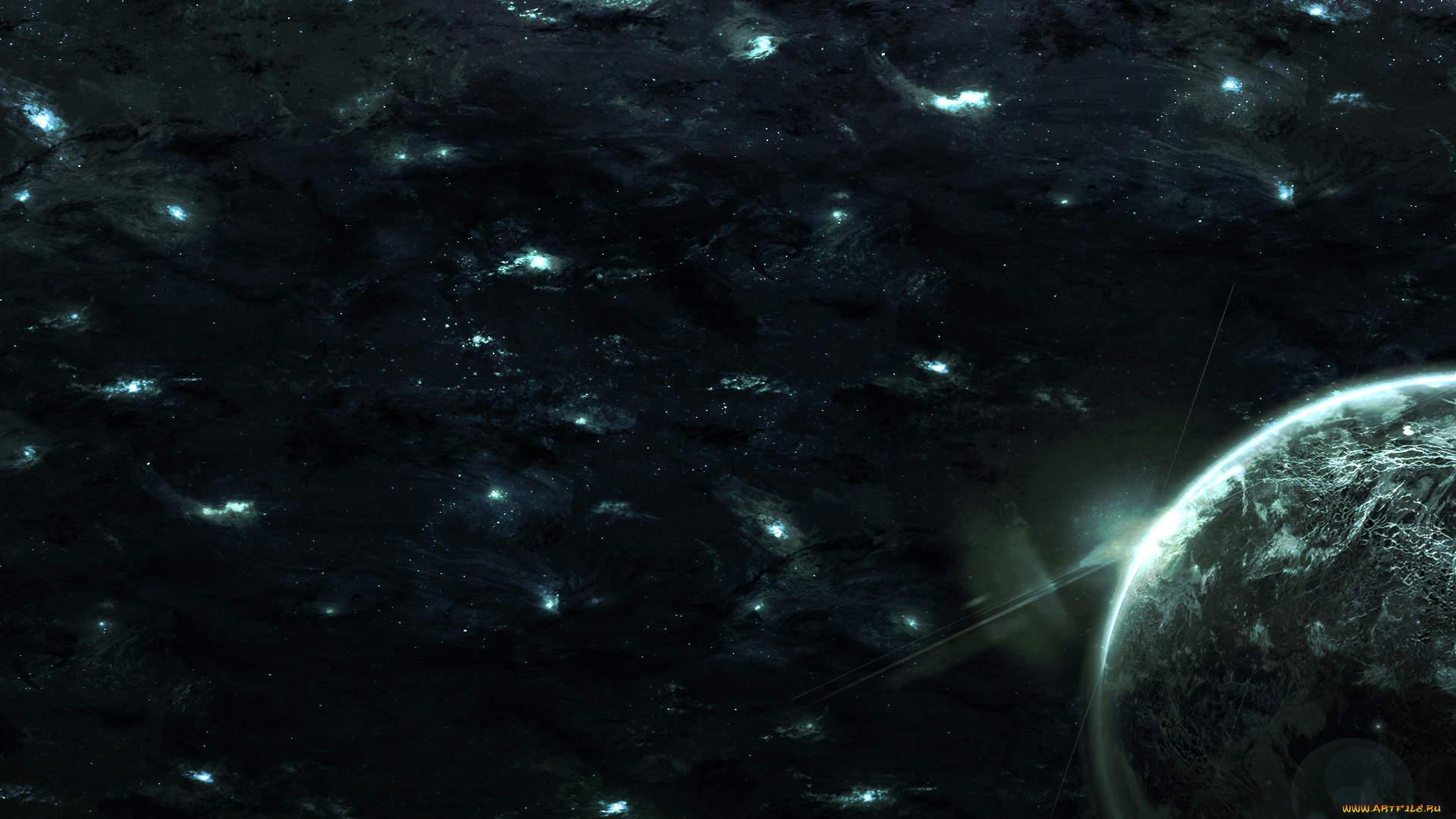 космос, арт, планета, звёзды