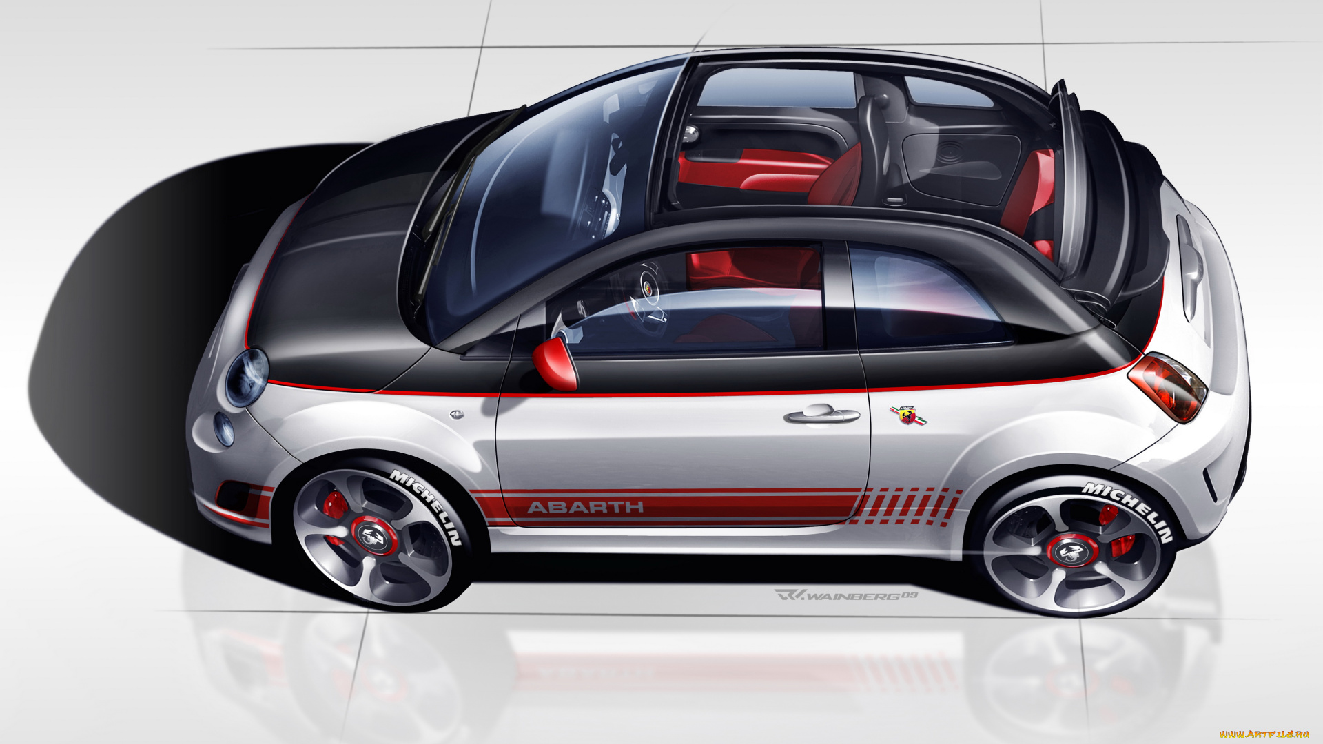 2010, abarth, 500c, автомобили, рисованные