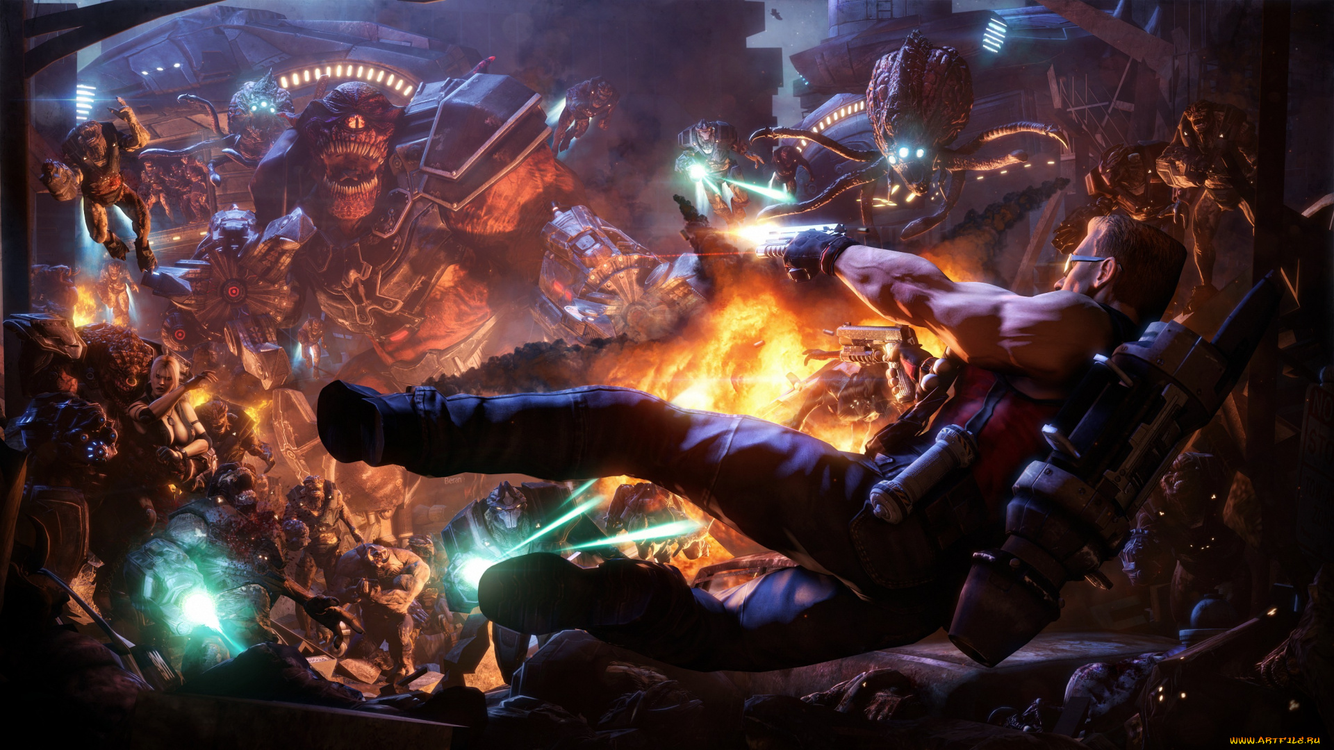 duke, nukem, forever, видео, игры, монстры, сражение, арт