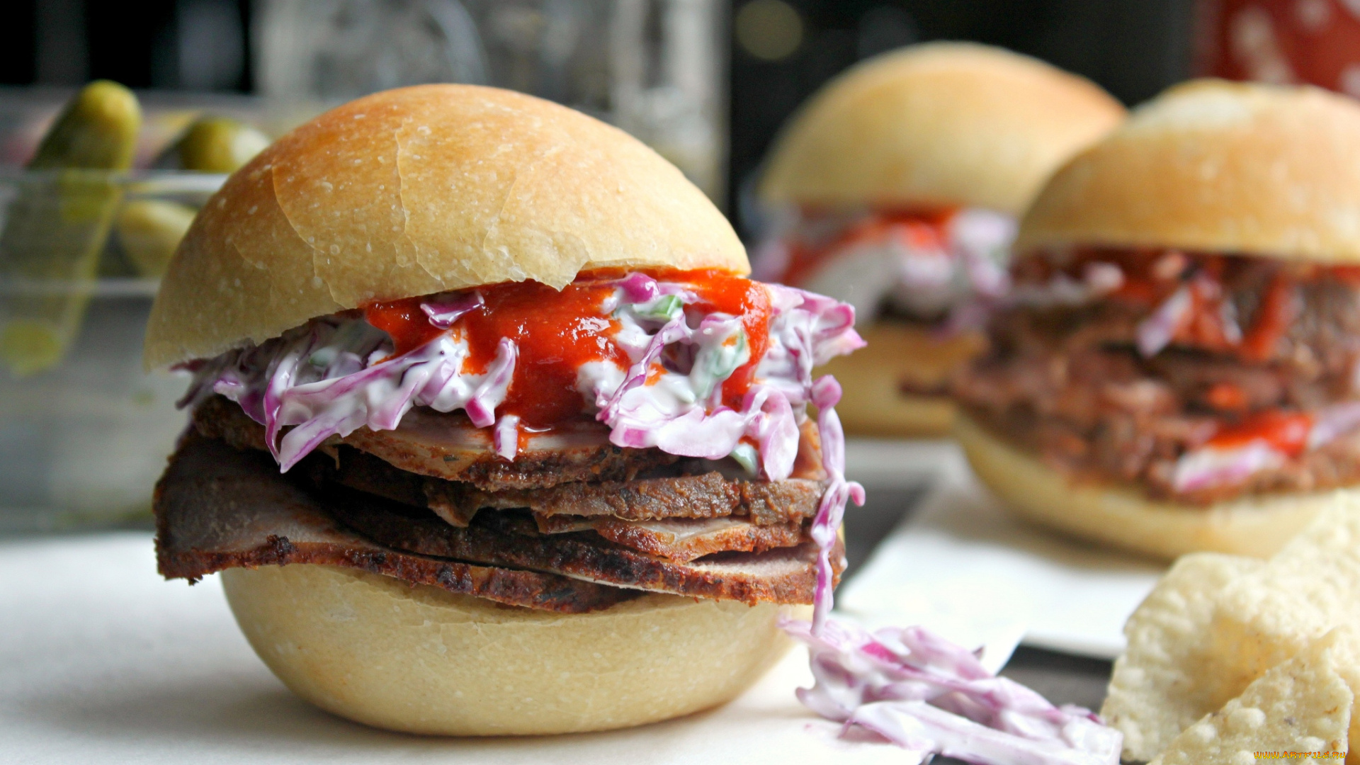 еда, бутерброды, гамбургеры, канапе, мясо, капуста, начинка