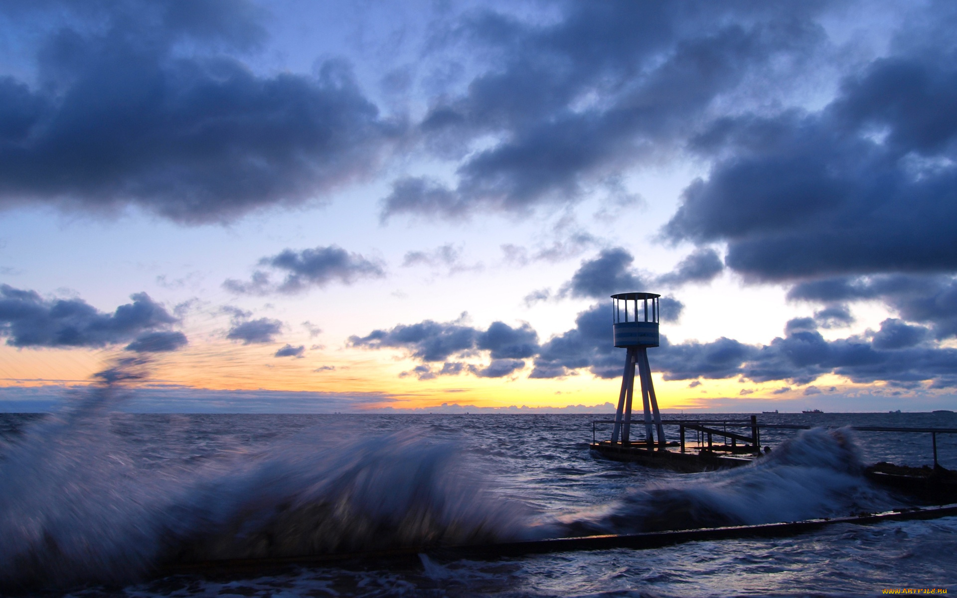 природа, моря, океаны, волны, океан, волнолом, тучи