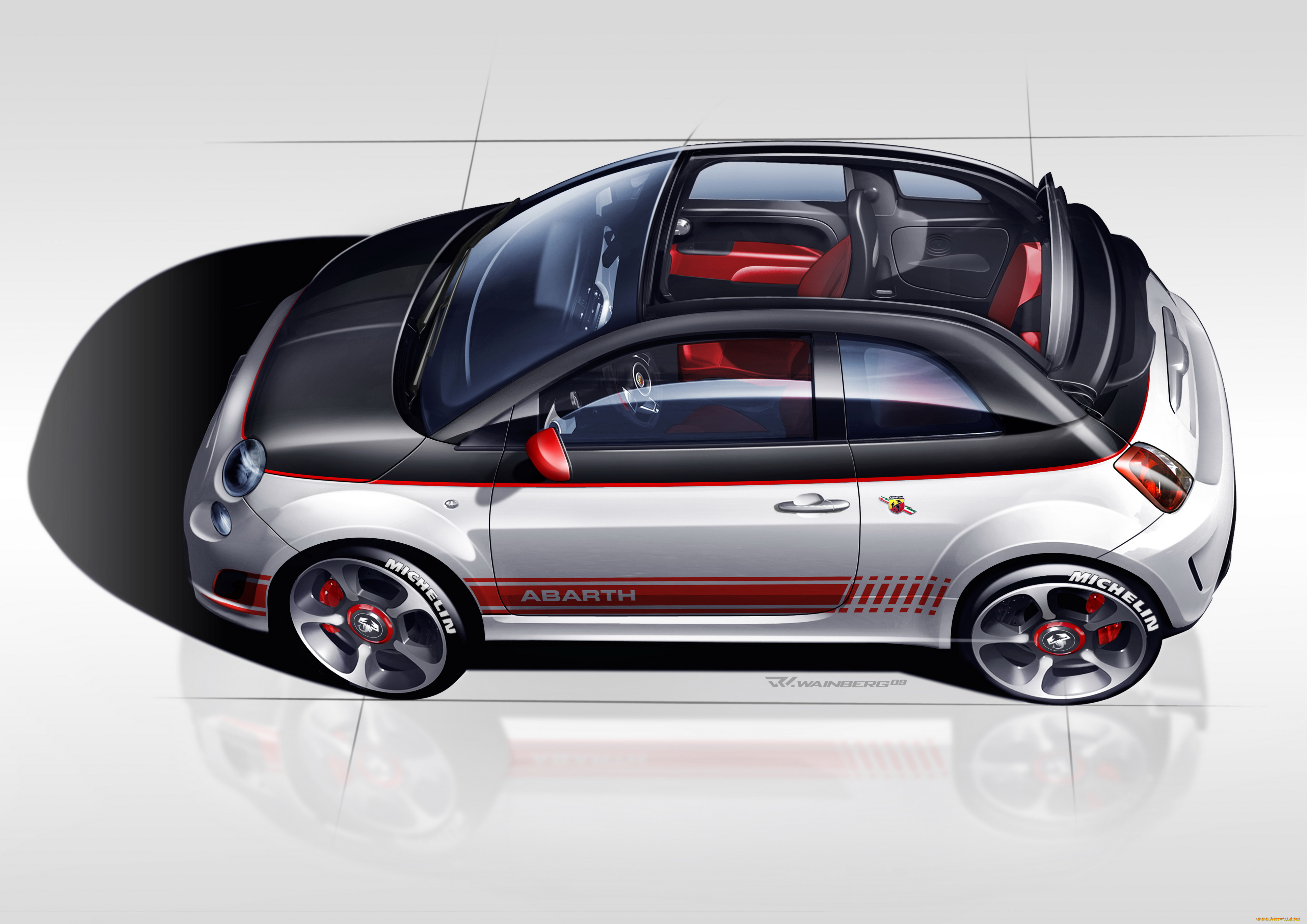 2010, abarth, 500c, автомобили, рисованные