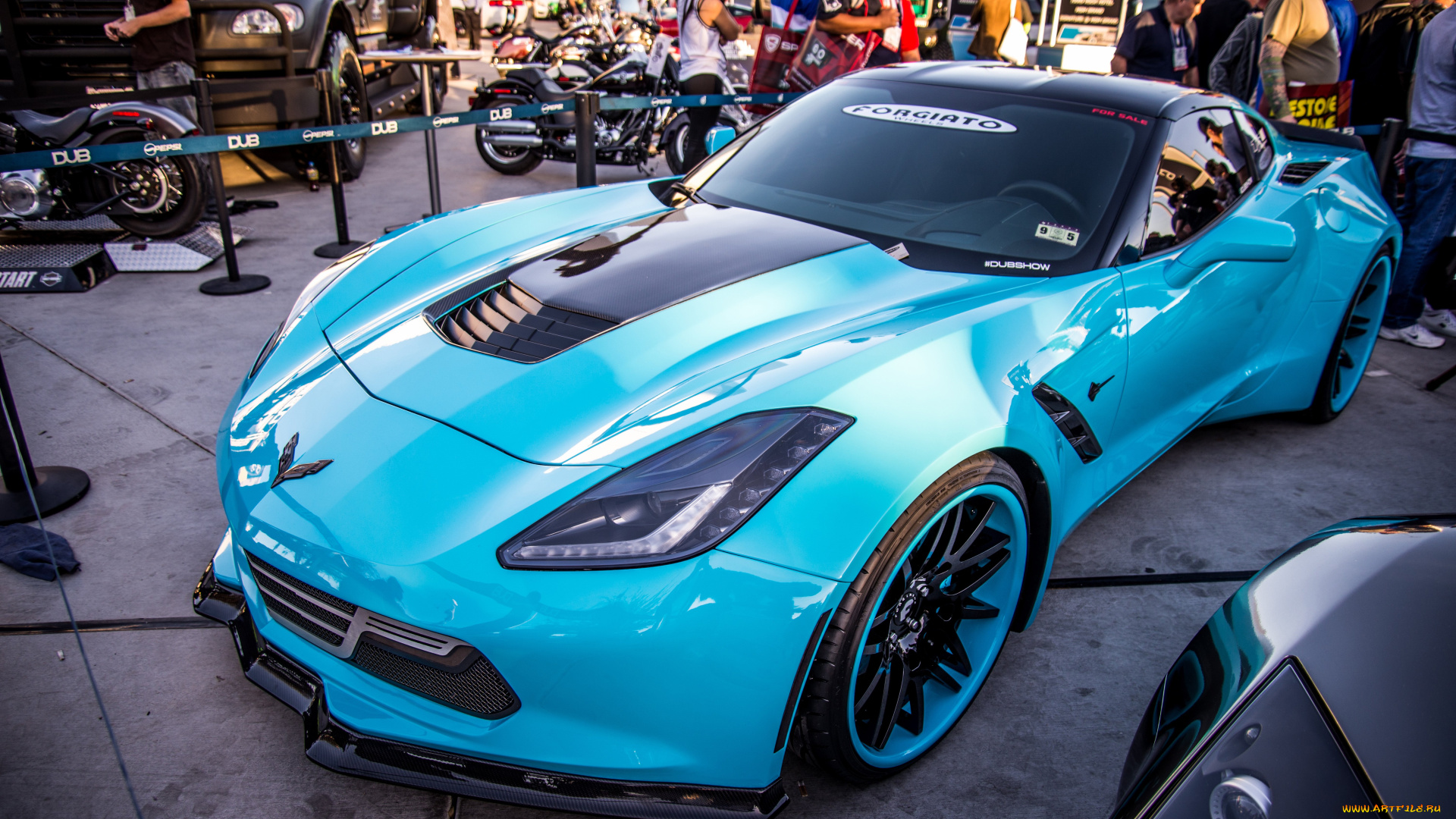 автомобили, выставки, и, уличные, фото, chevrolet, c7, голубой, corvette
